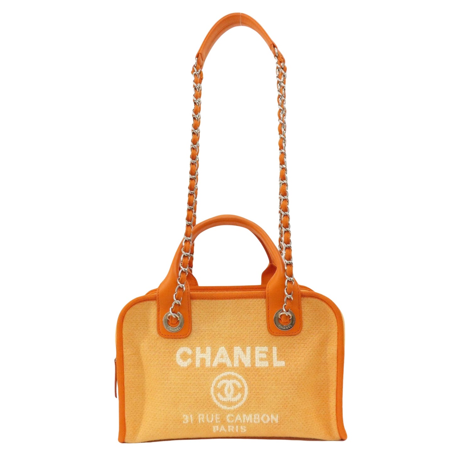 Chanel Orange Canvas Hand Bag