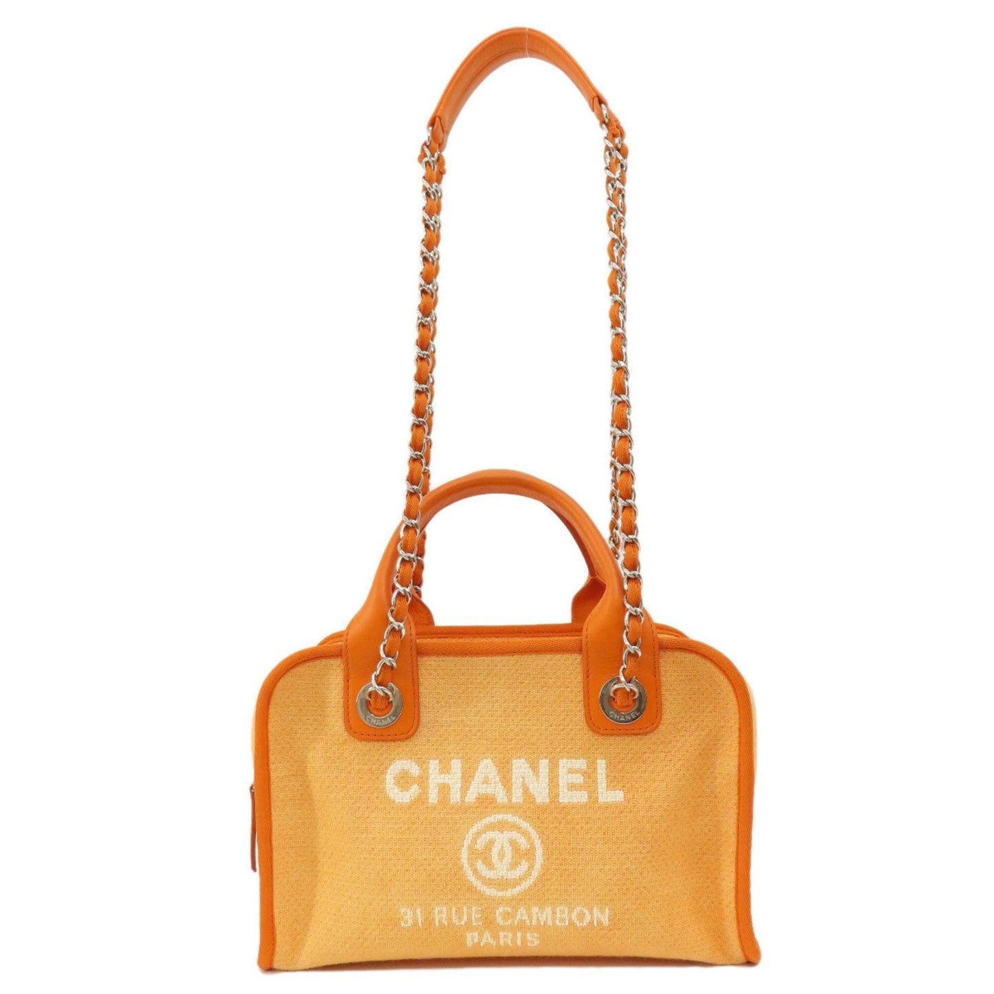 Chanel Orange Canvas Hand Bag