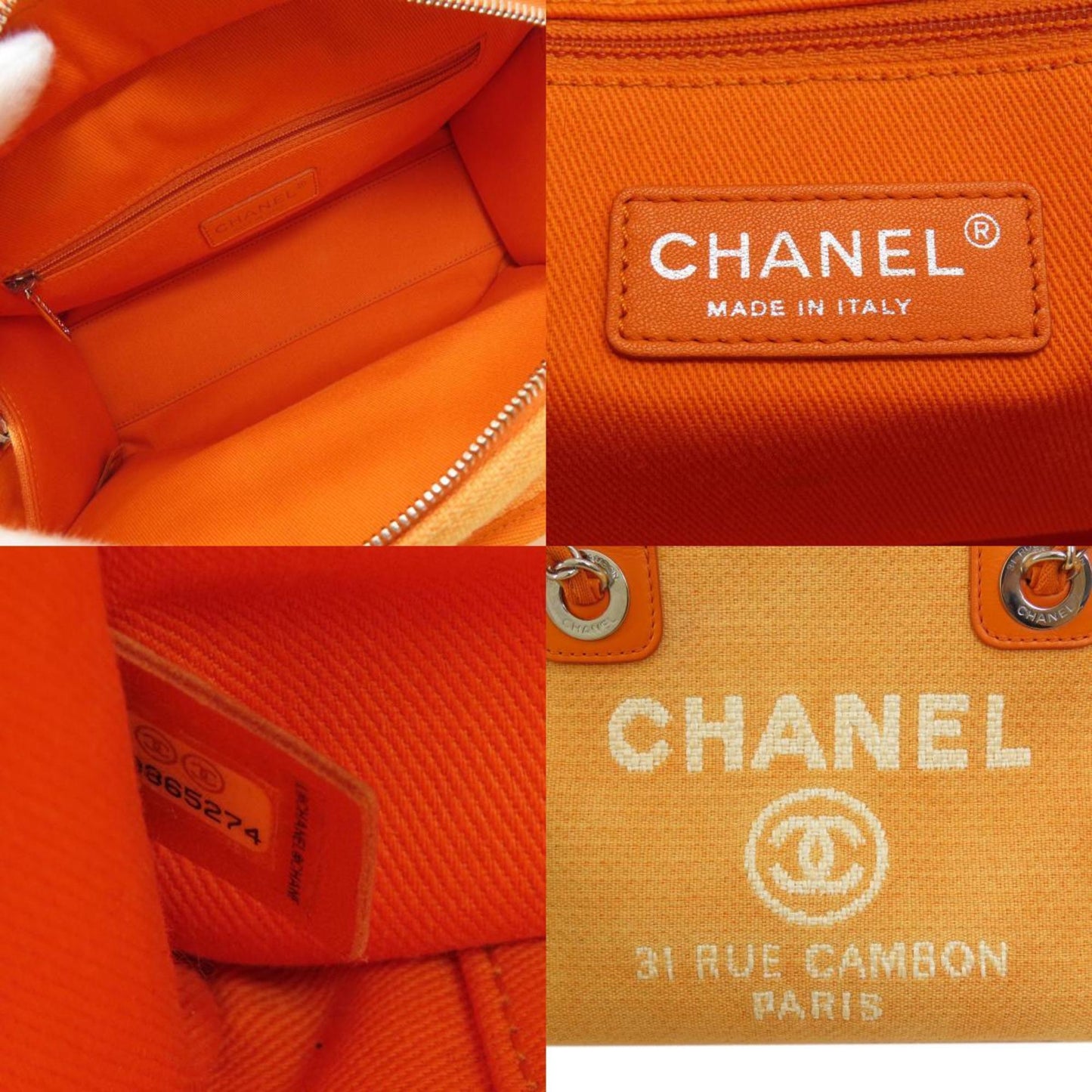 Chanel Orange Canvas Hand Bag