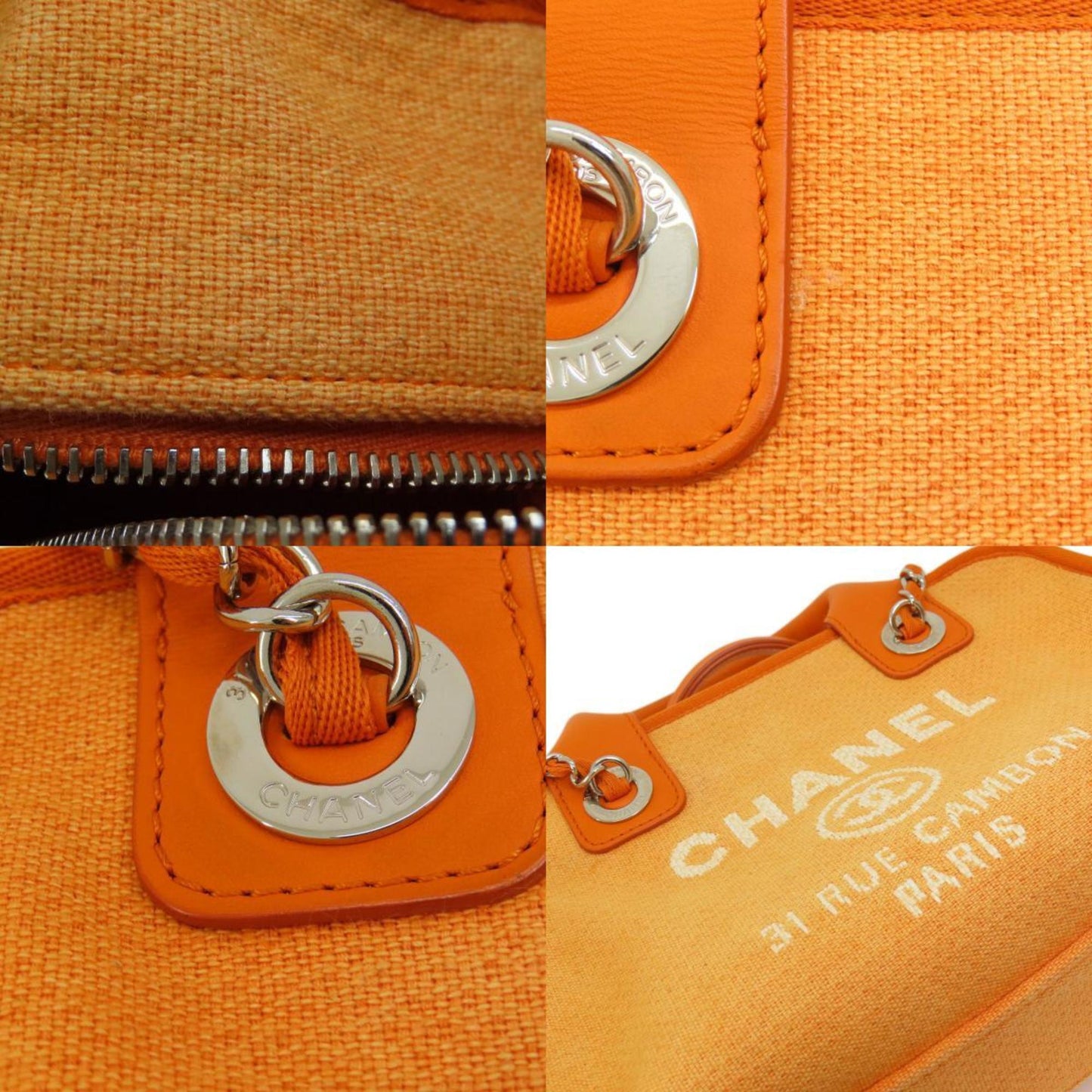 Chanel Orange Canvas Hand Bag