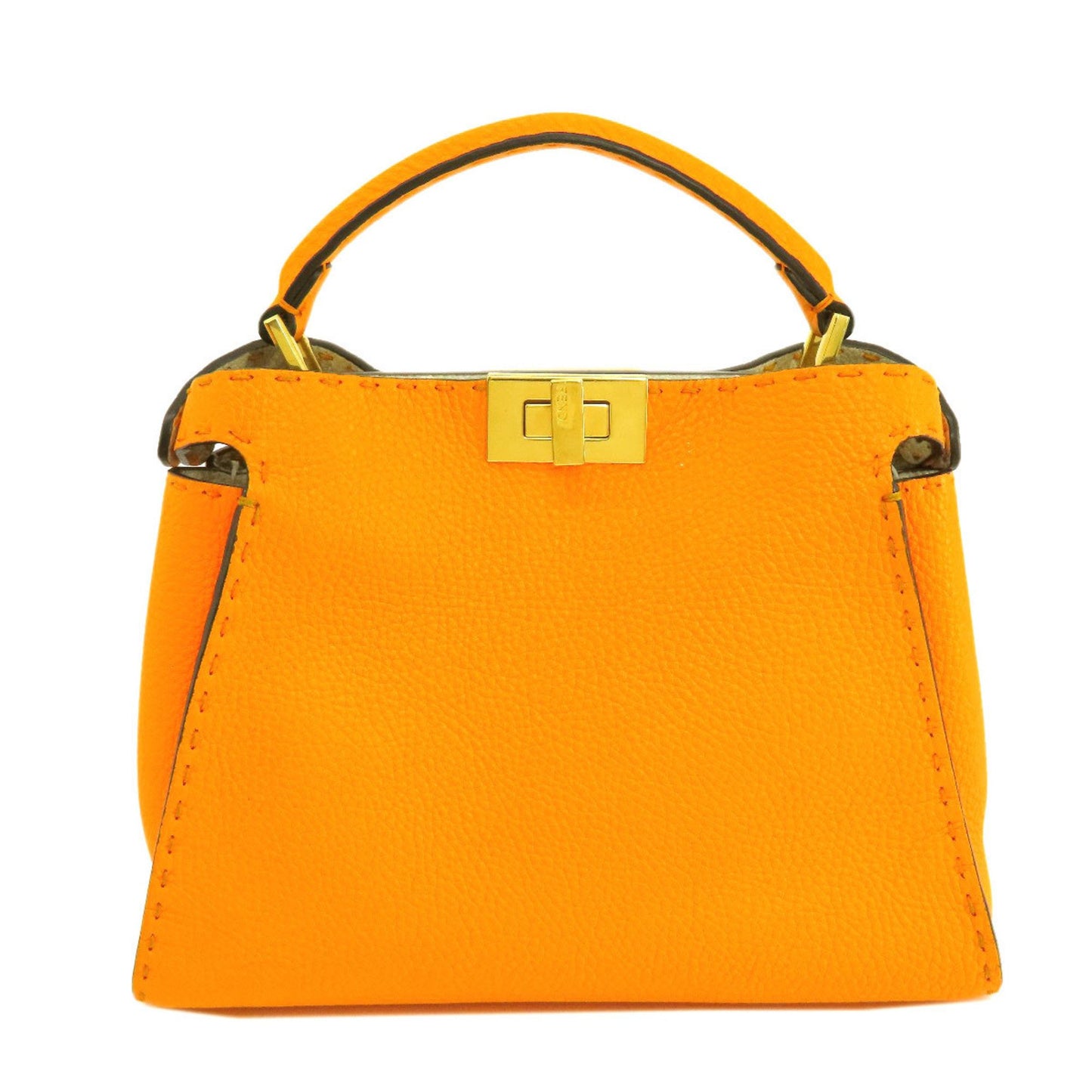 Fendi Peekaboo Orange Pony-style Calfskin Hand Bag