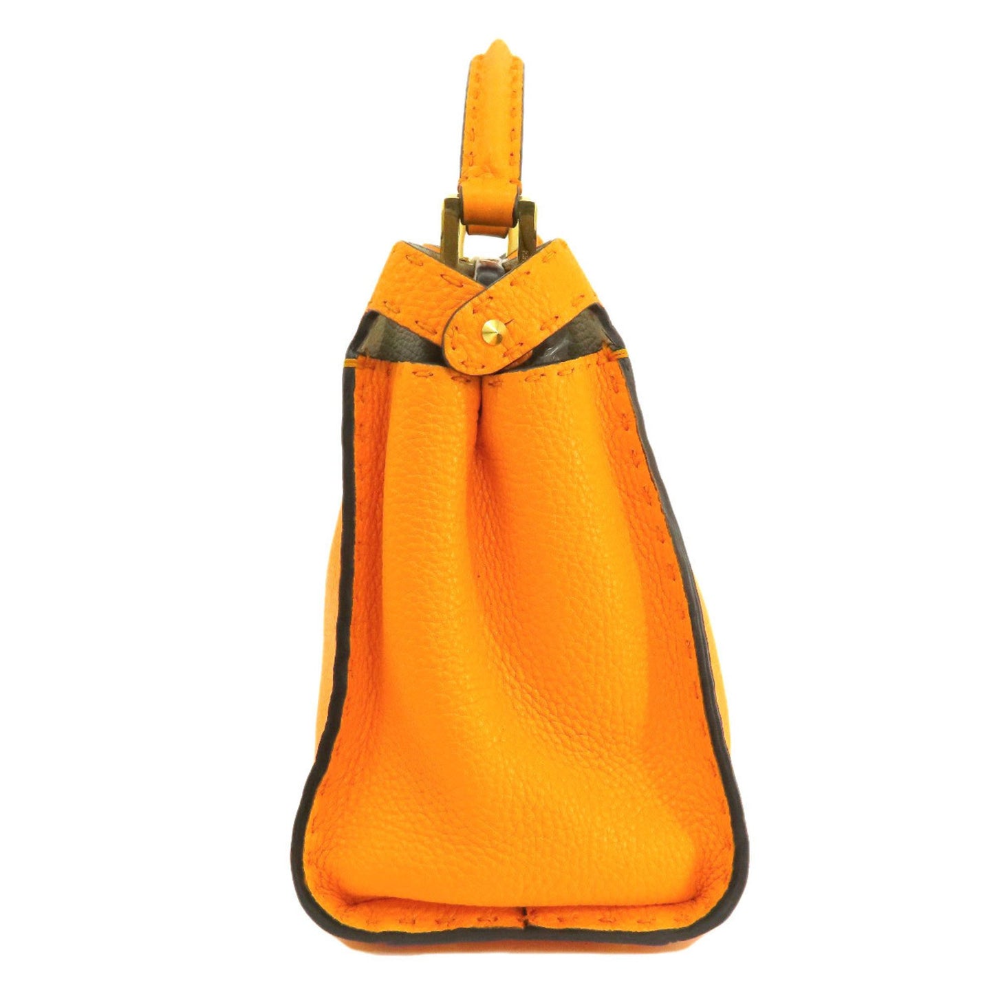 Fendi Peekaboo Orange Pony-style Calfskin Hand Bag