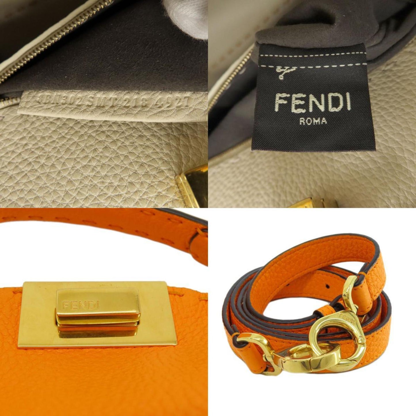 Fendi Peekaboo Orange Pony-style Calfskin Hand Bag