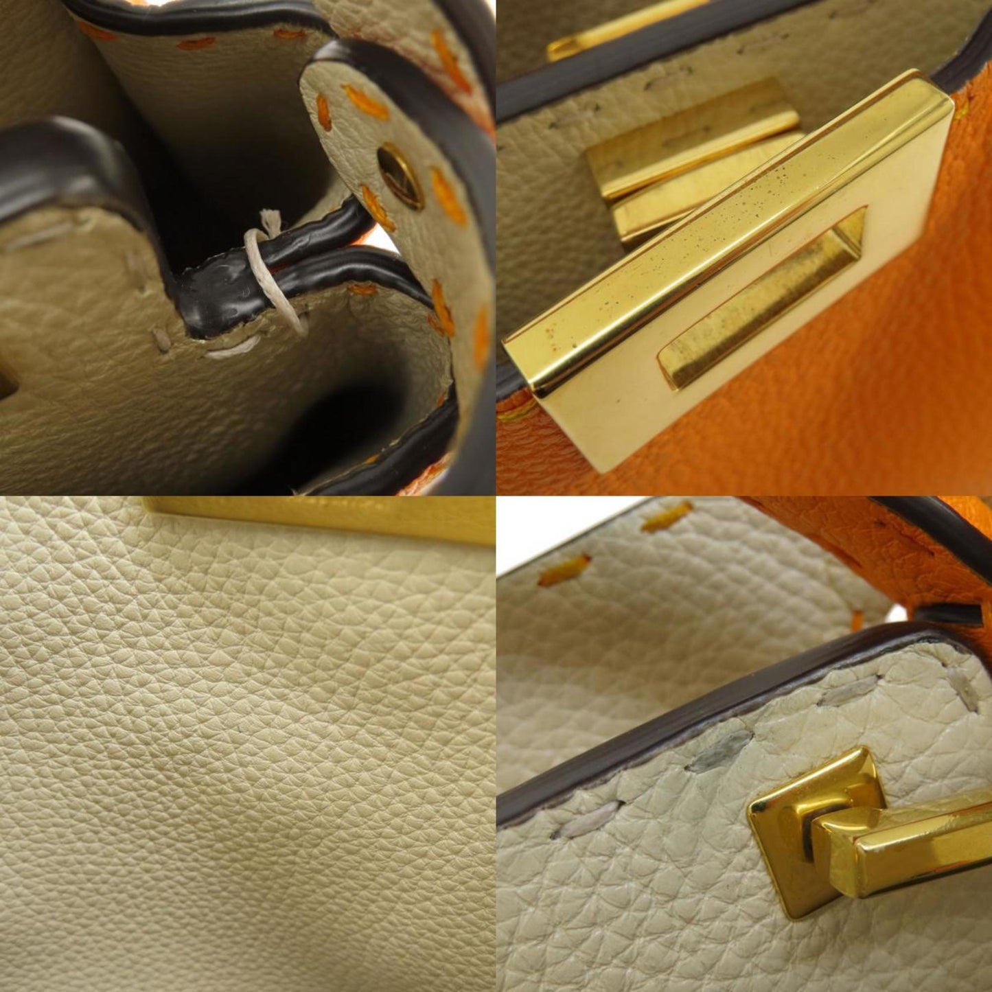 Fendi Peekaboo Orange Pony-style Calfskin Hand Bag