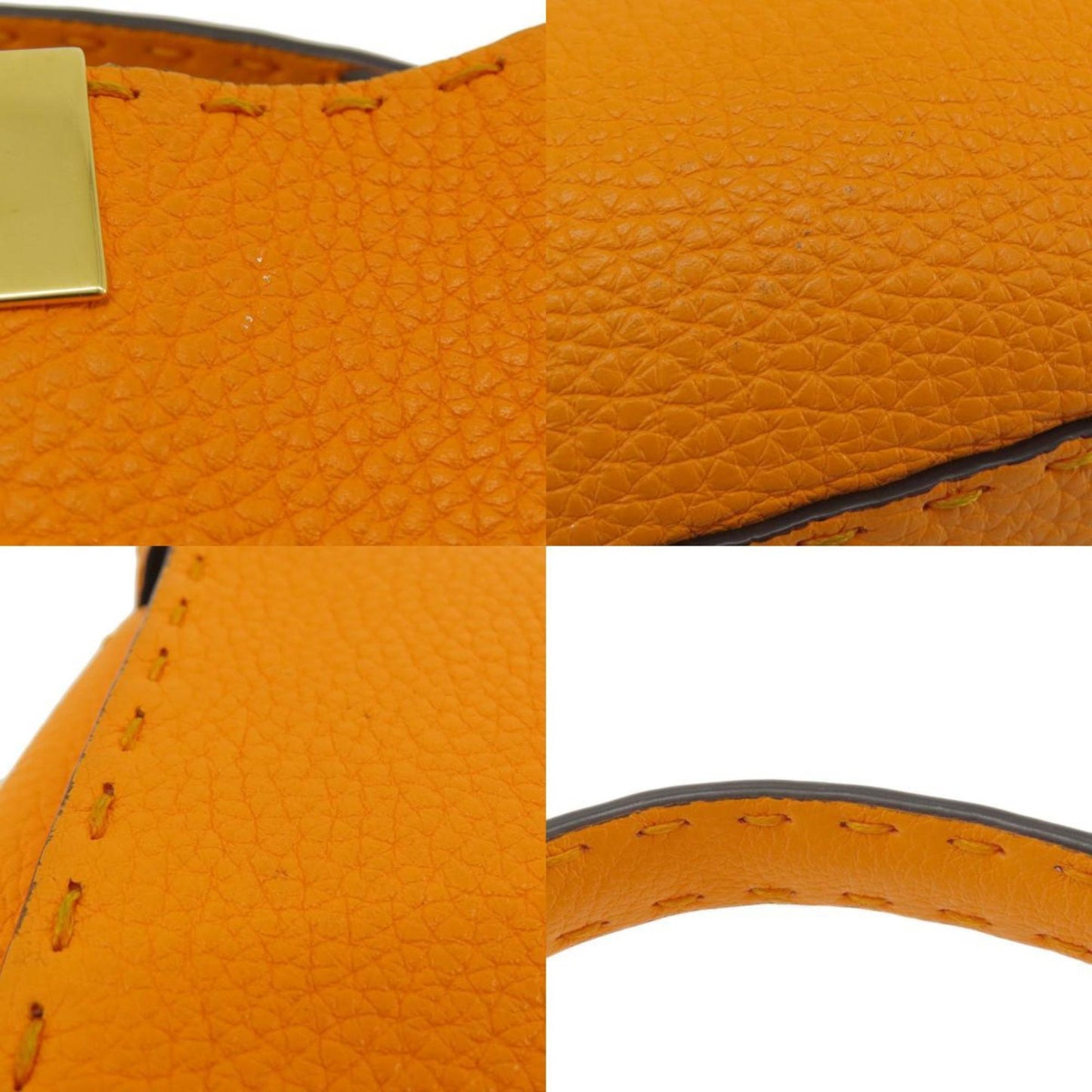 Fendi Peekaboo Orange Pony-style Calfskin Hand Bag