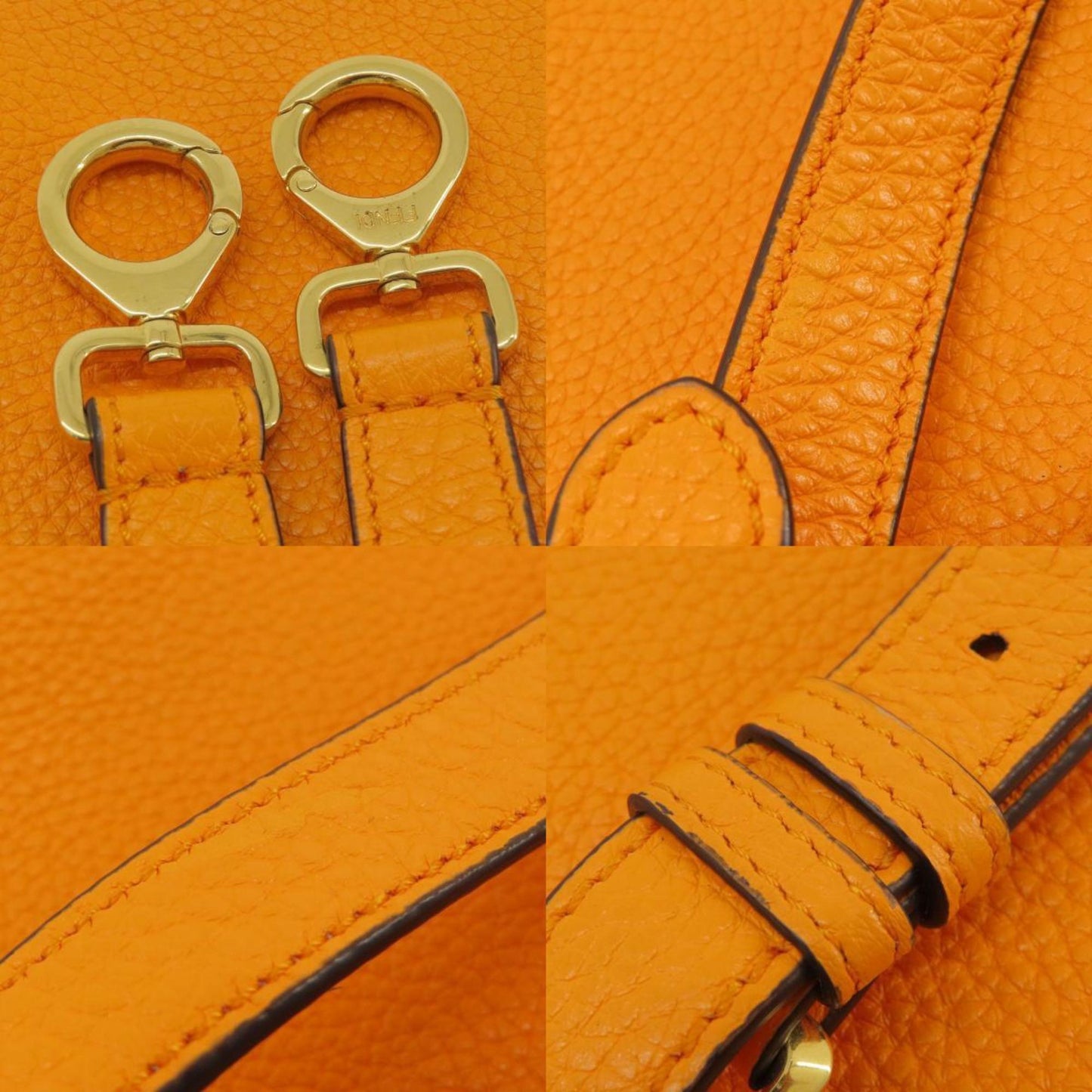 Fendi Peekaboo Orange Pony-style Calfskin Hand Bag