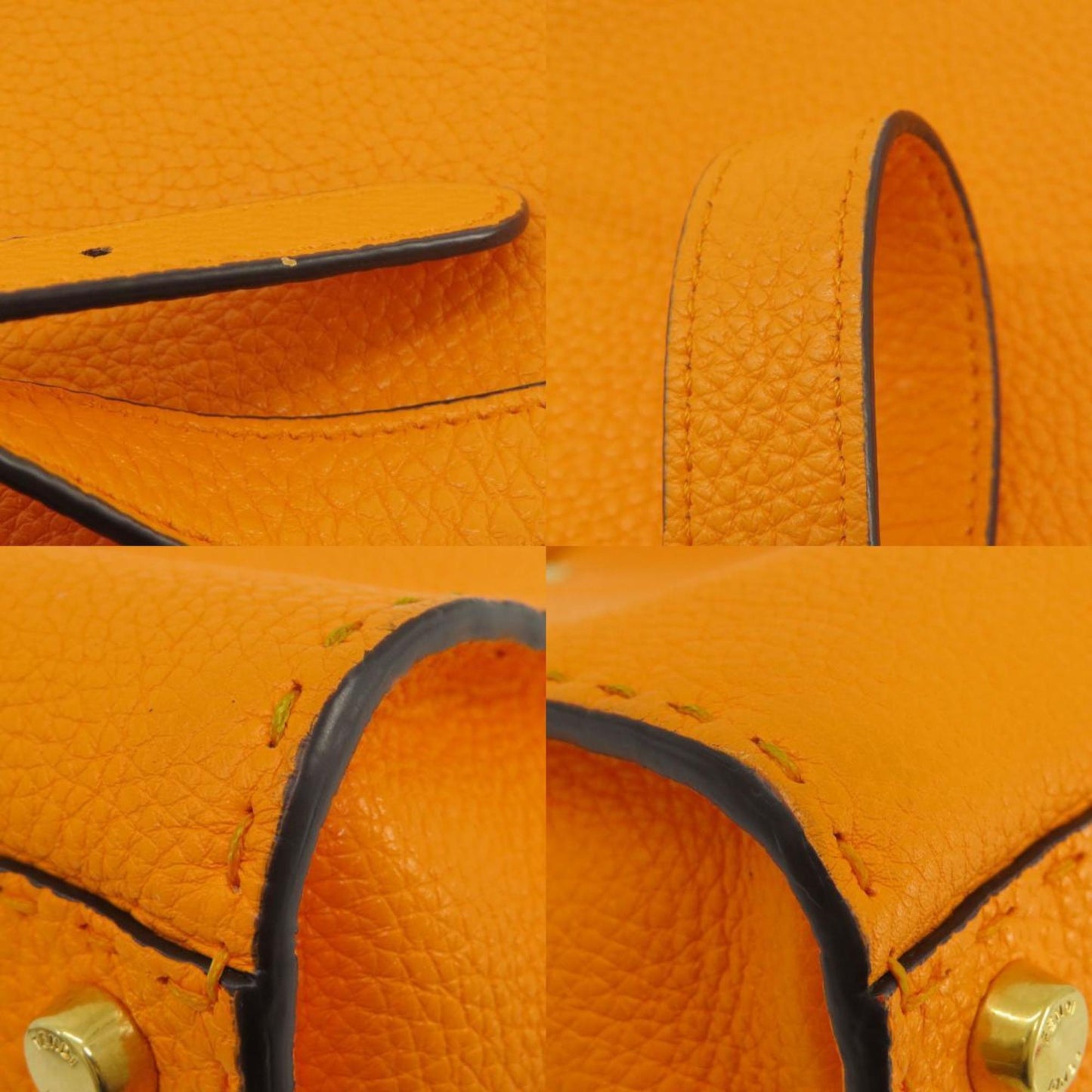 Fendi Peekaboo Orange Pony-style Calfskin Hand Bag