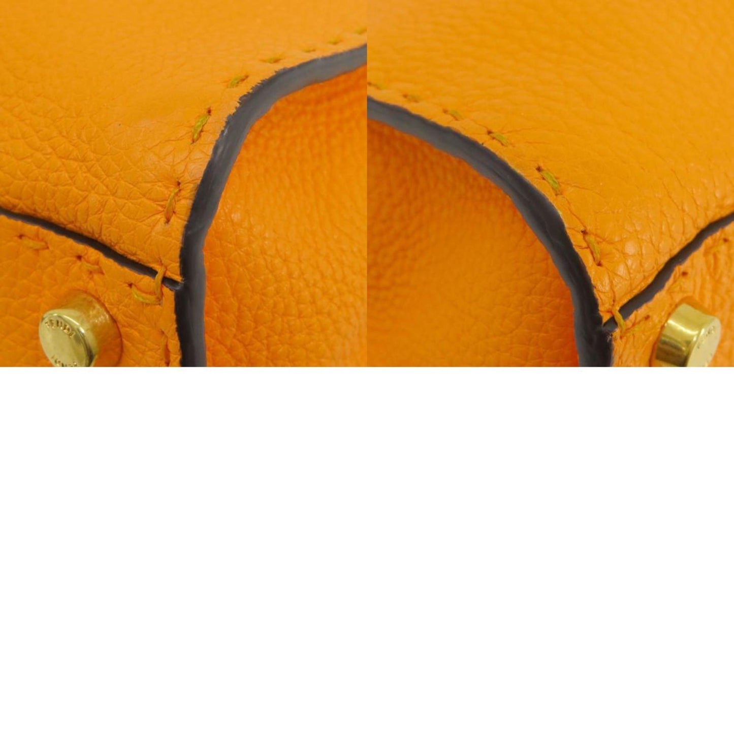 Fendi Peekaboo Orange Pony-style Calfskin Hand Bag