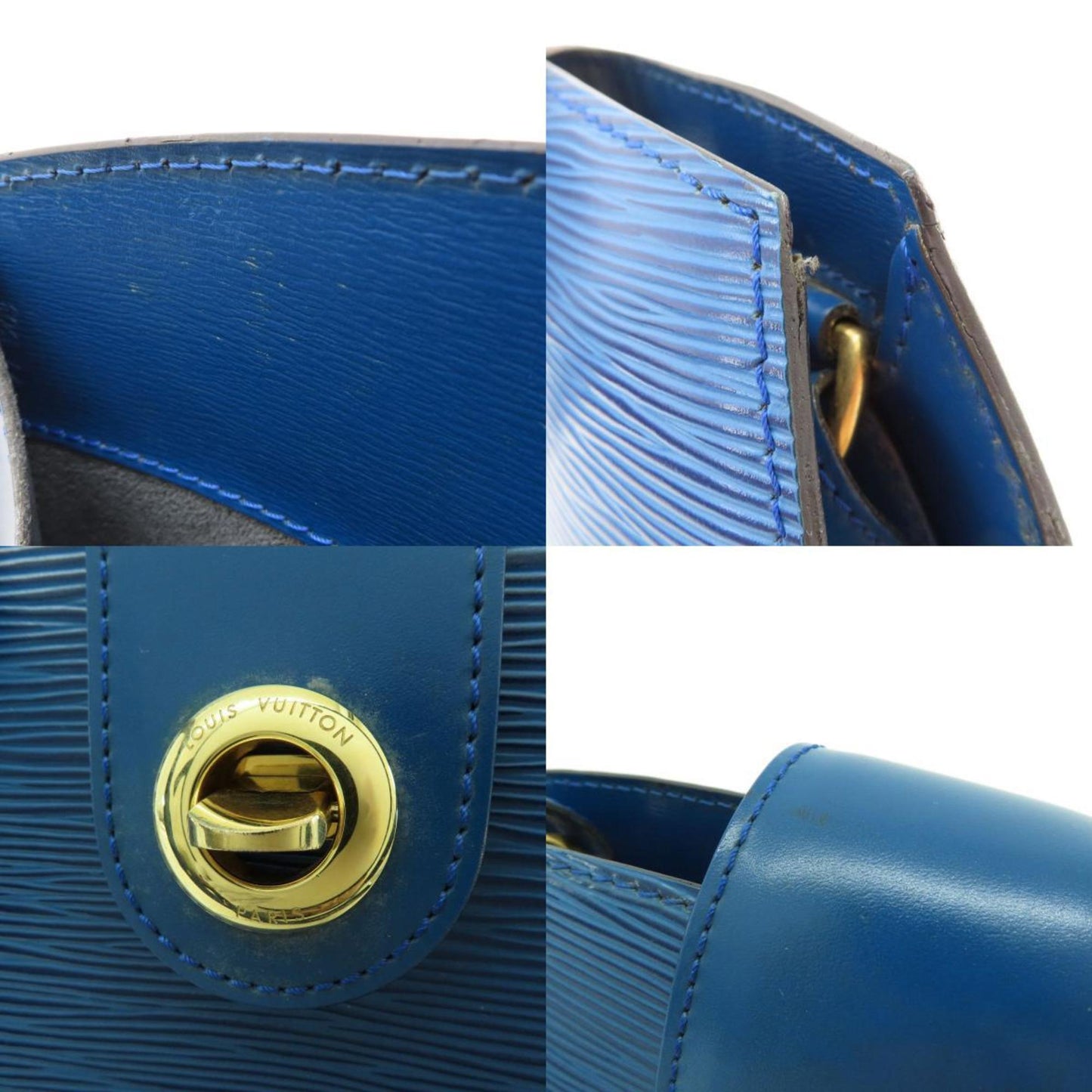 Louis Vuitton Cluny Blue Leather Shoulder Bag