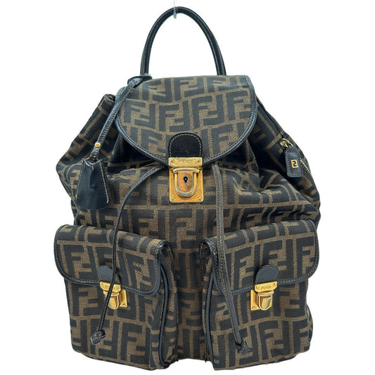 Fendi Brown Canvas Backpack Bag