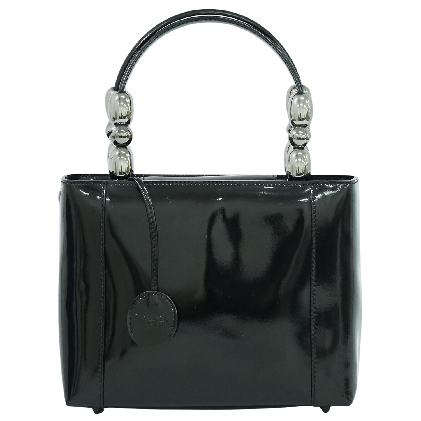 Dior Maris Pearl Black Patent Leather Hand Bag