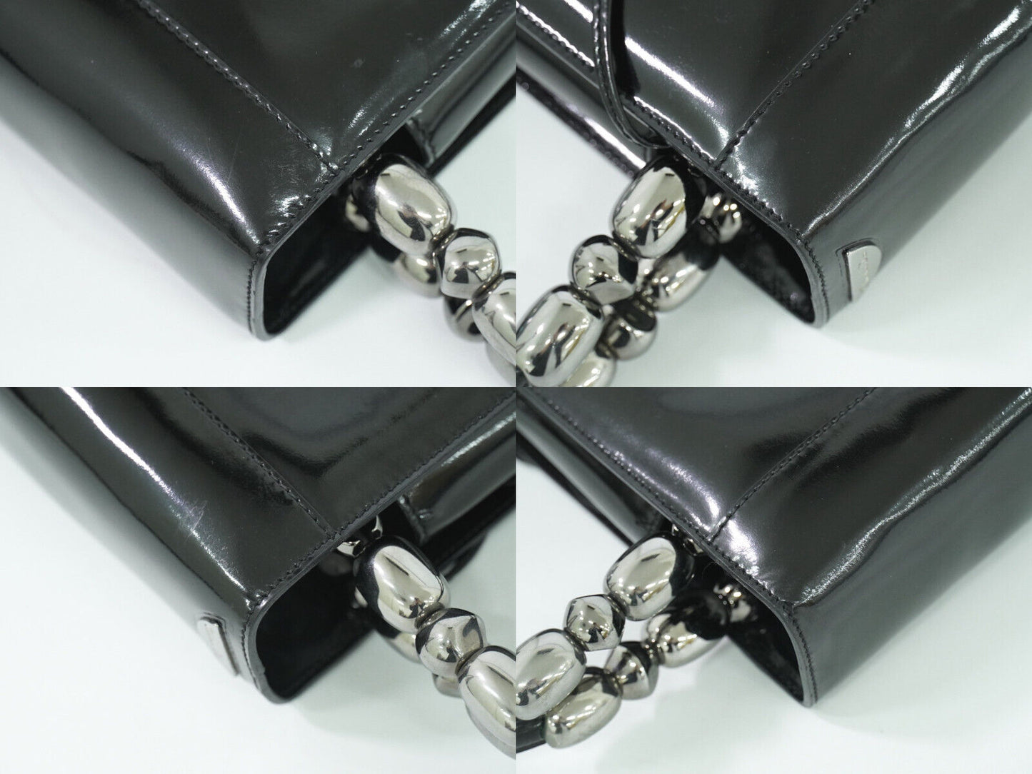 Dior Maris Pearl Black Patent Leather Hand Bag