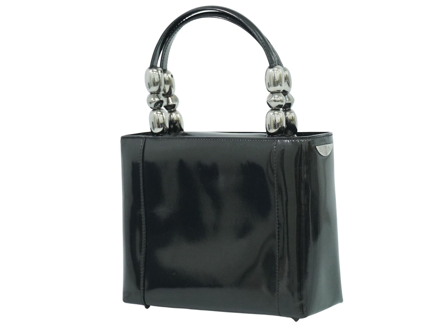 Dior Maris Pearl Black Patent Leather Hand Bag