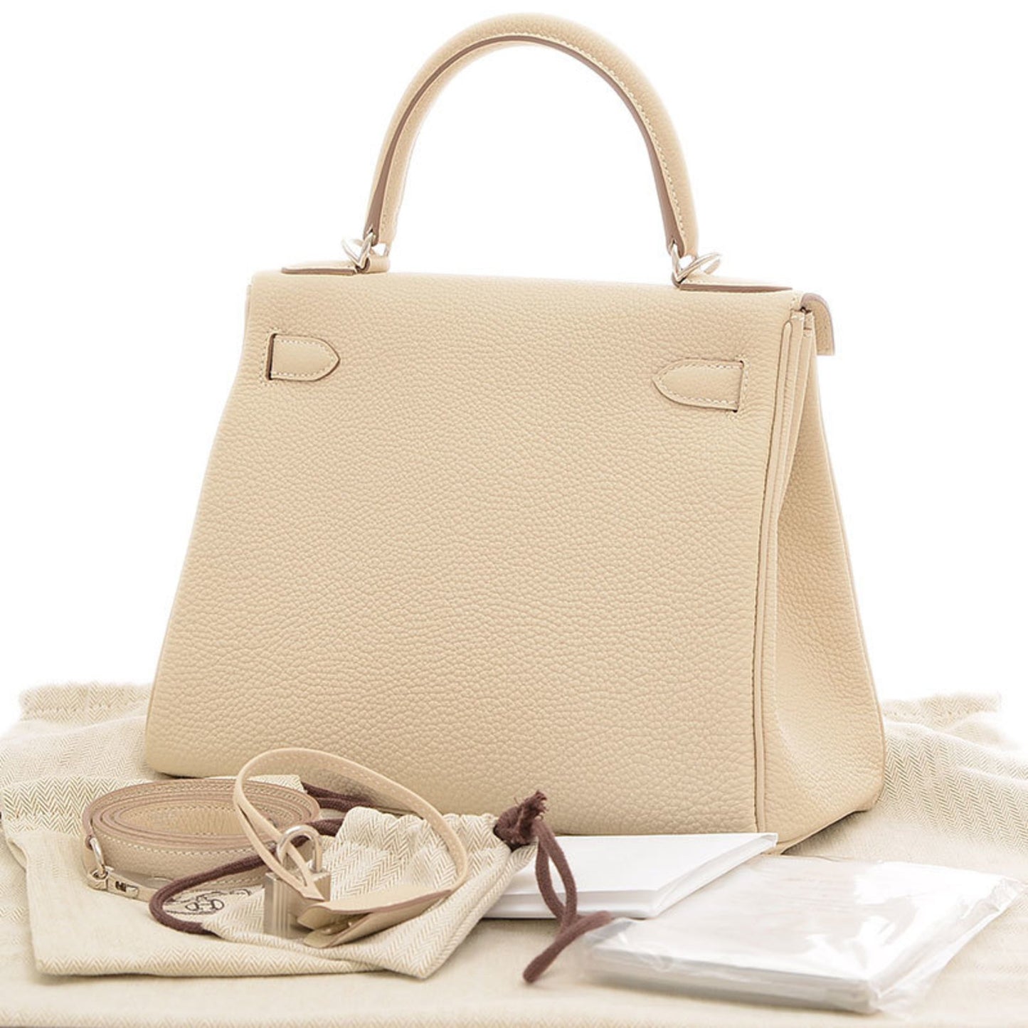 Hermès Kelly 28 Beige Leather Hand Bag