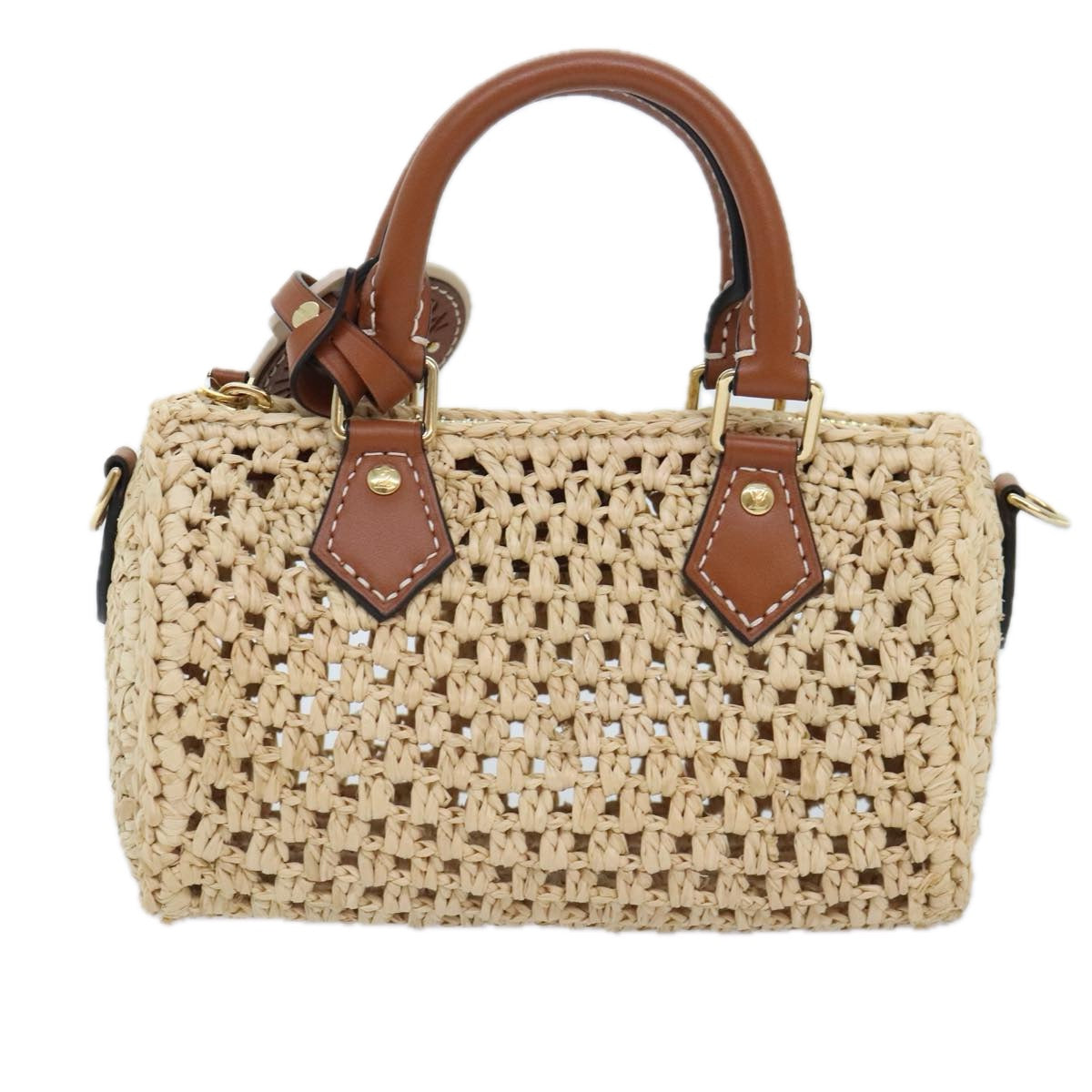 Louis Vuitton Nano Speedy Beige Synthetic Hand Bag