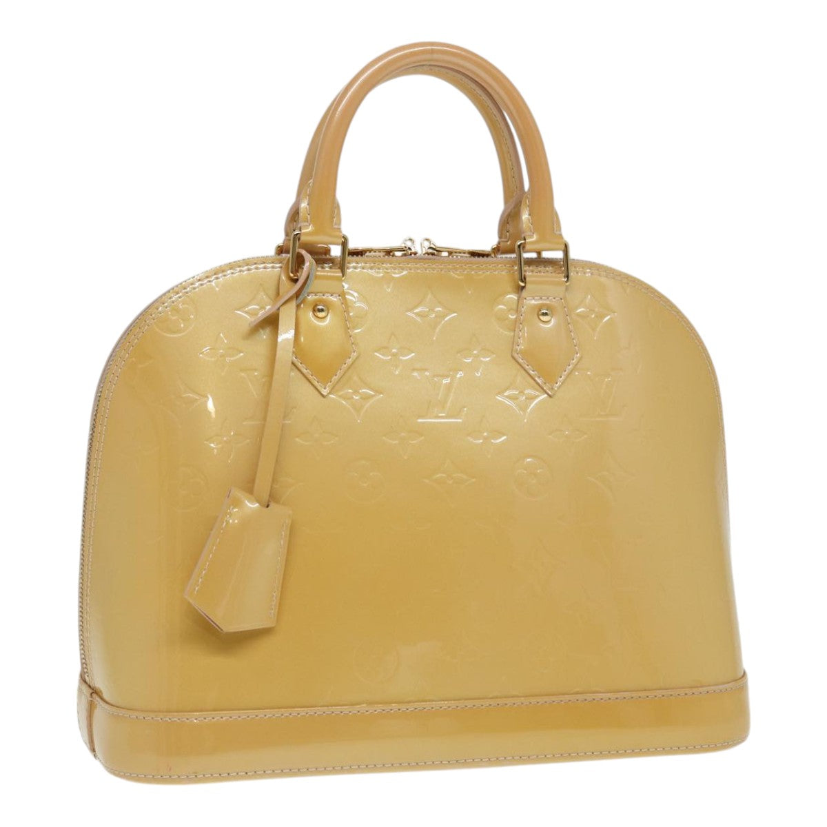 Louis Vuitton Alma Beige Patent Leather Hand Bag