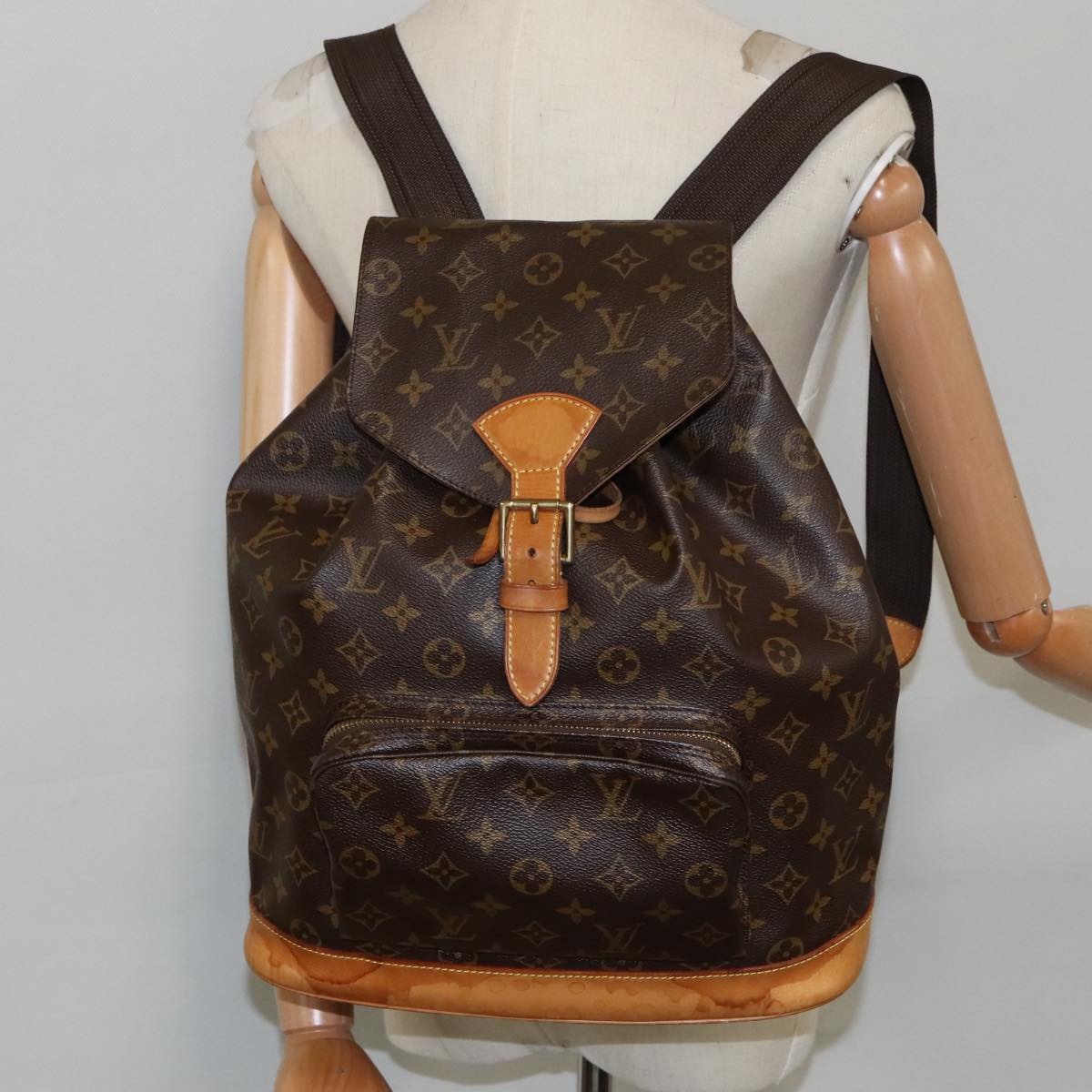 Louis Vuitton Montsouris GM Brown Canvas Backpack Bag