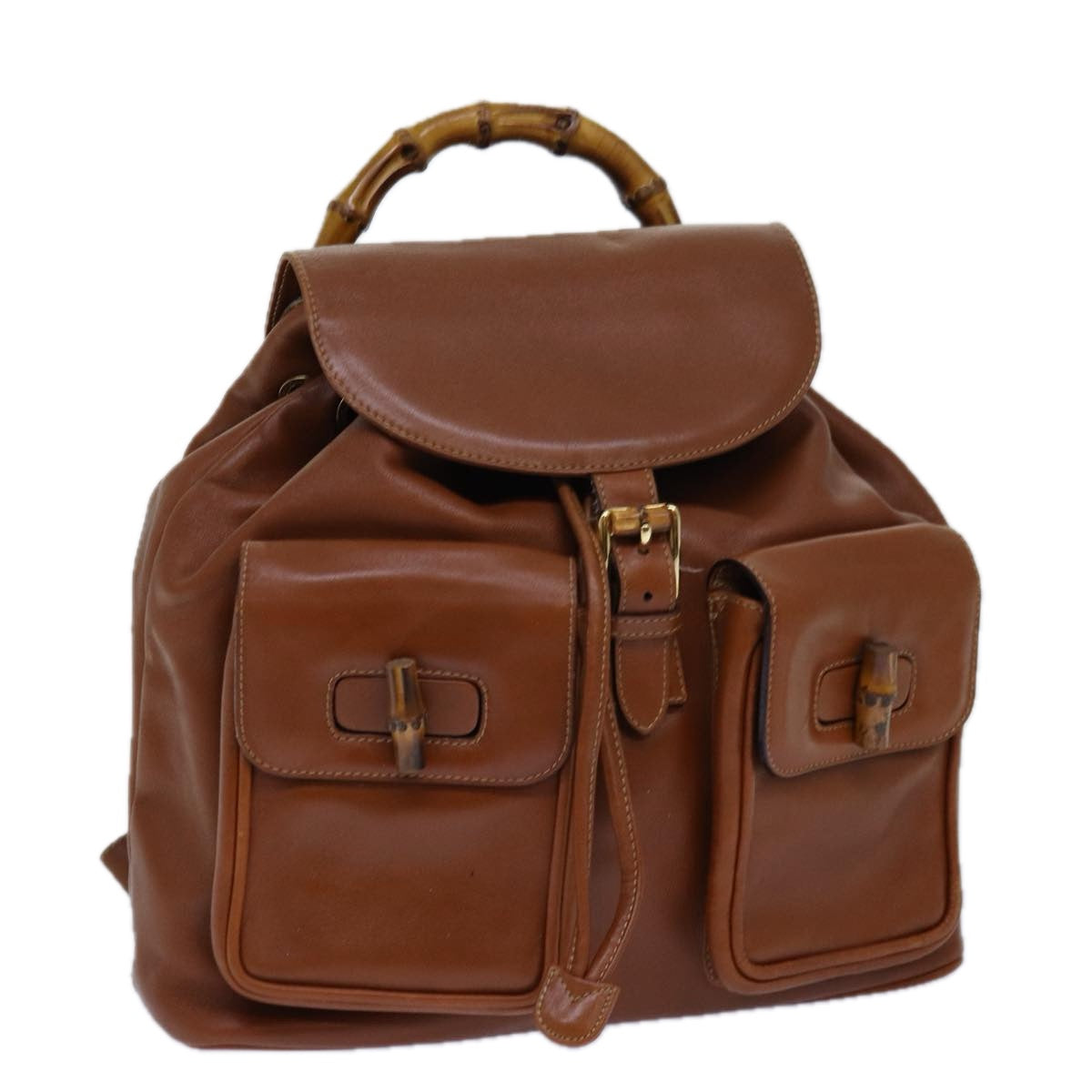 Gucci Bamboo Brown Leather Backpack Bag