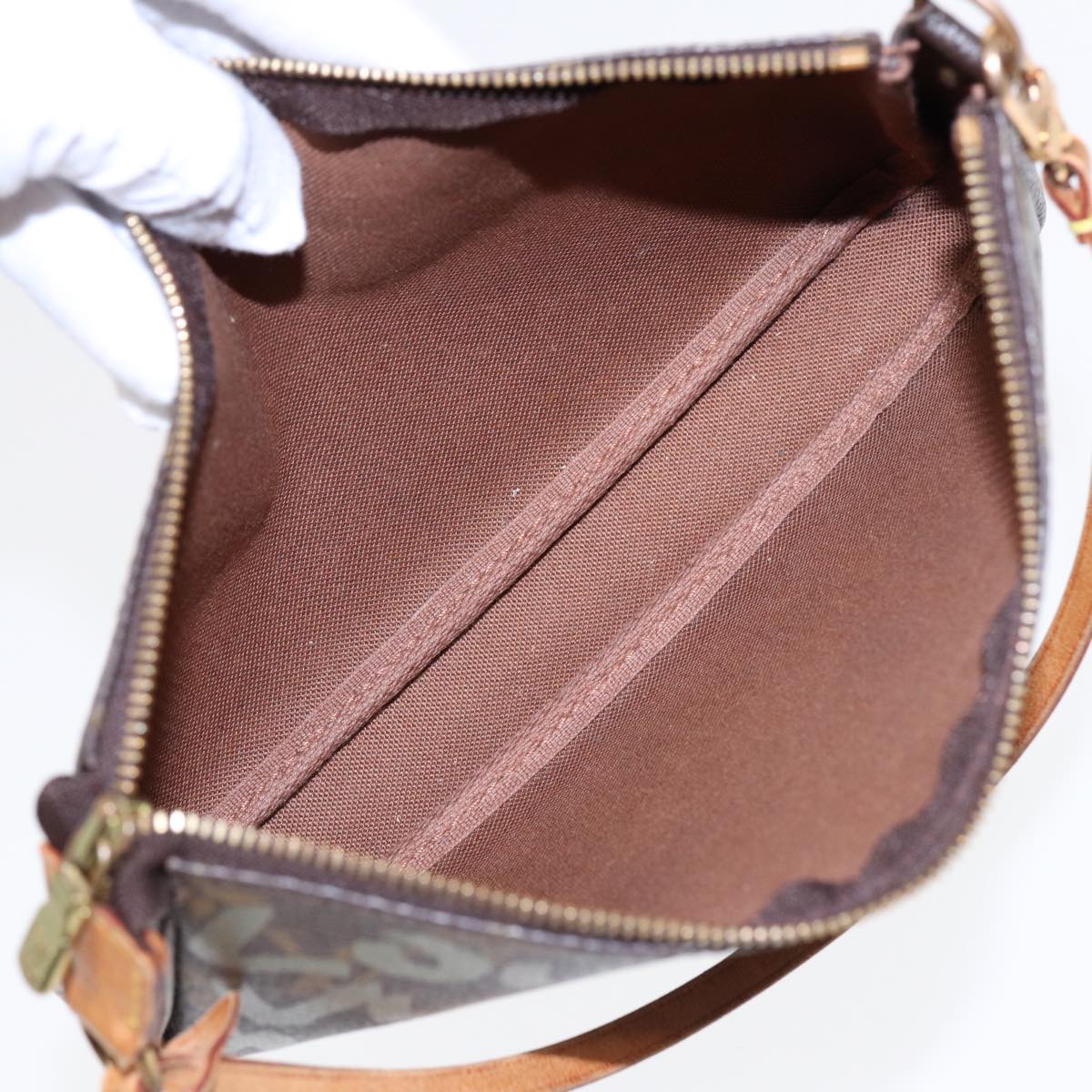 Louis Vuitton Pochette Accessoire Brown Canvas Clutch Bag