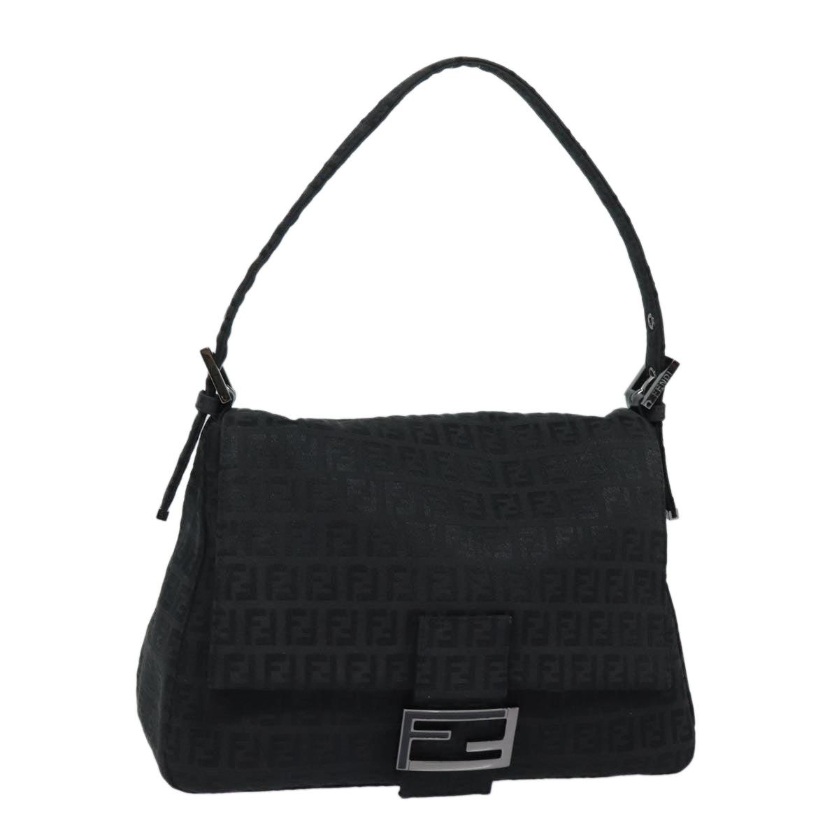 Fendi Mamma Baguette Black Canvas Shoulder Bag