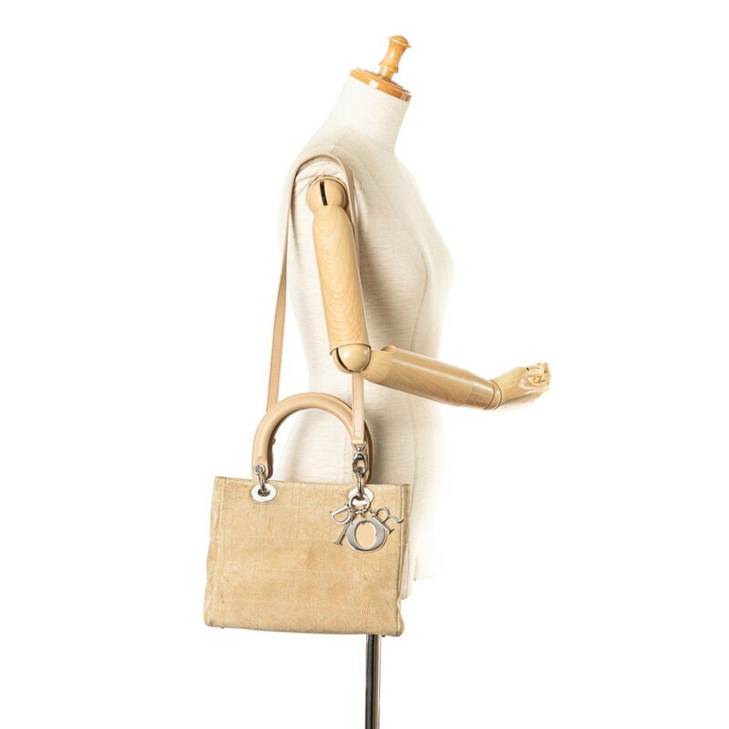 Dior Lady Dior Beige Suede Hand Bag