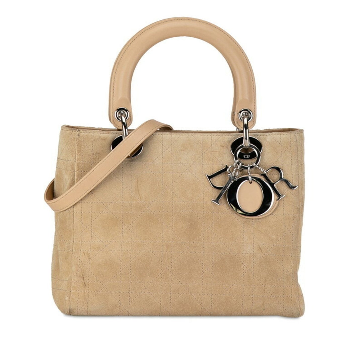 Dior Lady Dior Beige Suede Hand Bag