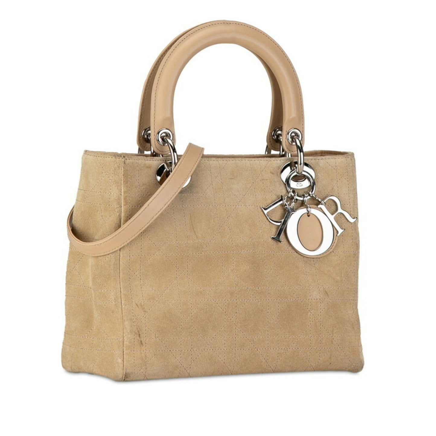 Dior Lady Dior Beige Suede Hand Bag