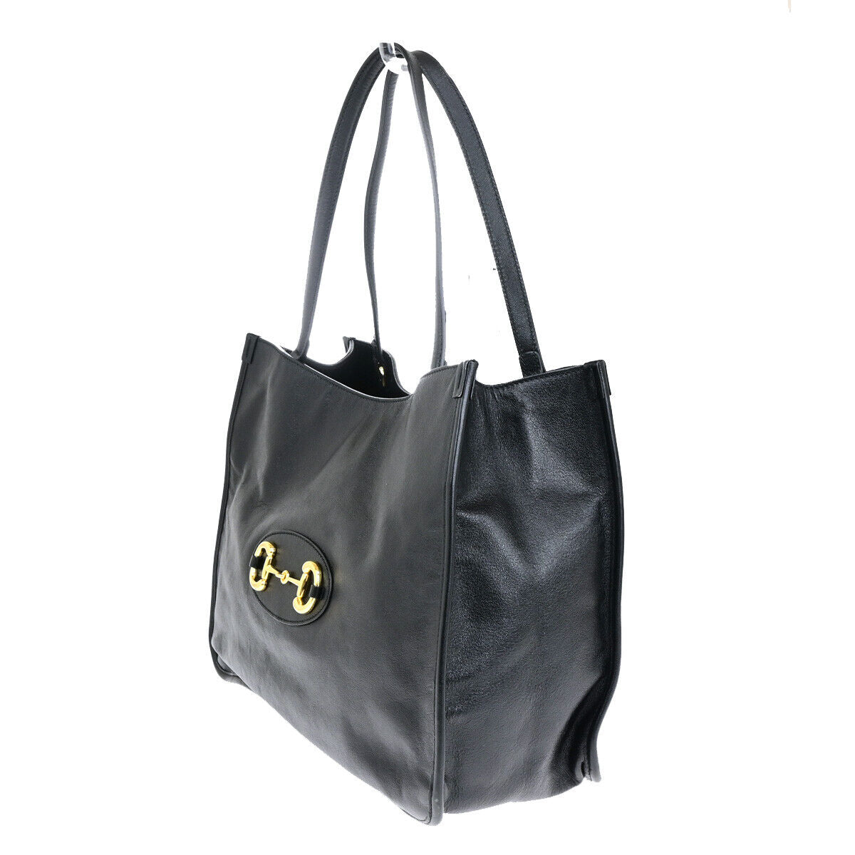 Gucci Horsebit Black Leather Tote Bag