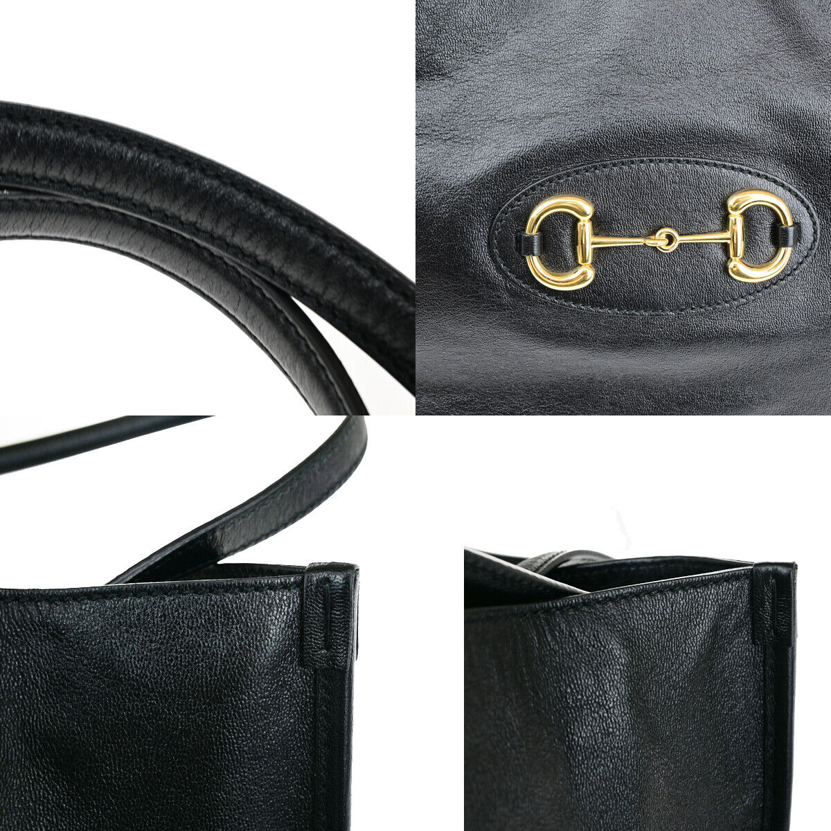 Gucci Horsebit Black Leather Tote Bag