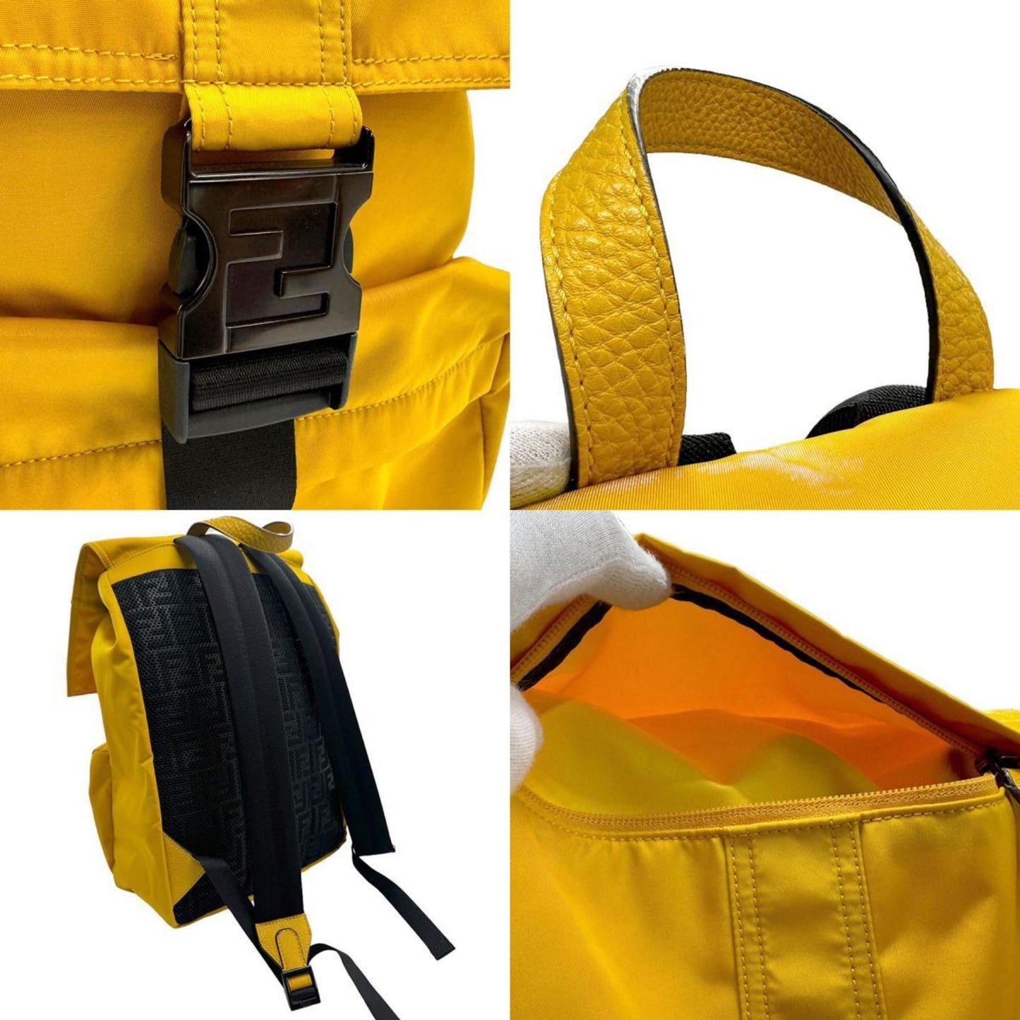 Fendi Yellow Synthetic Backpack Bag