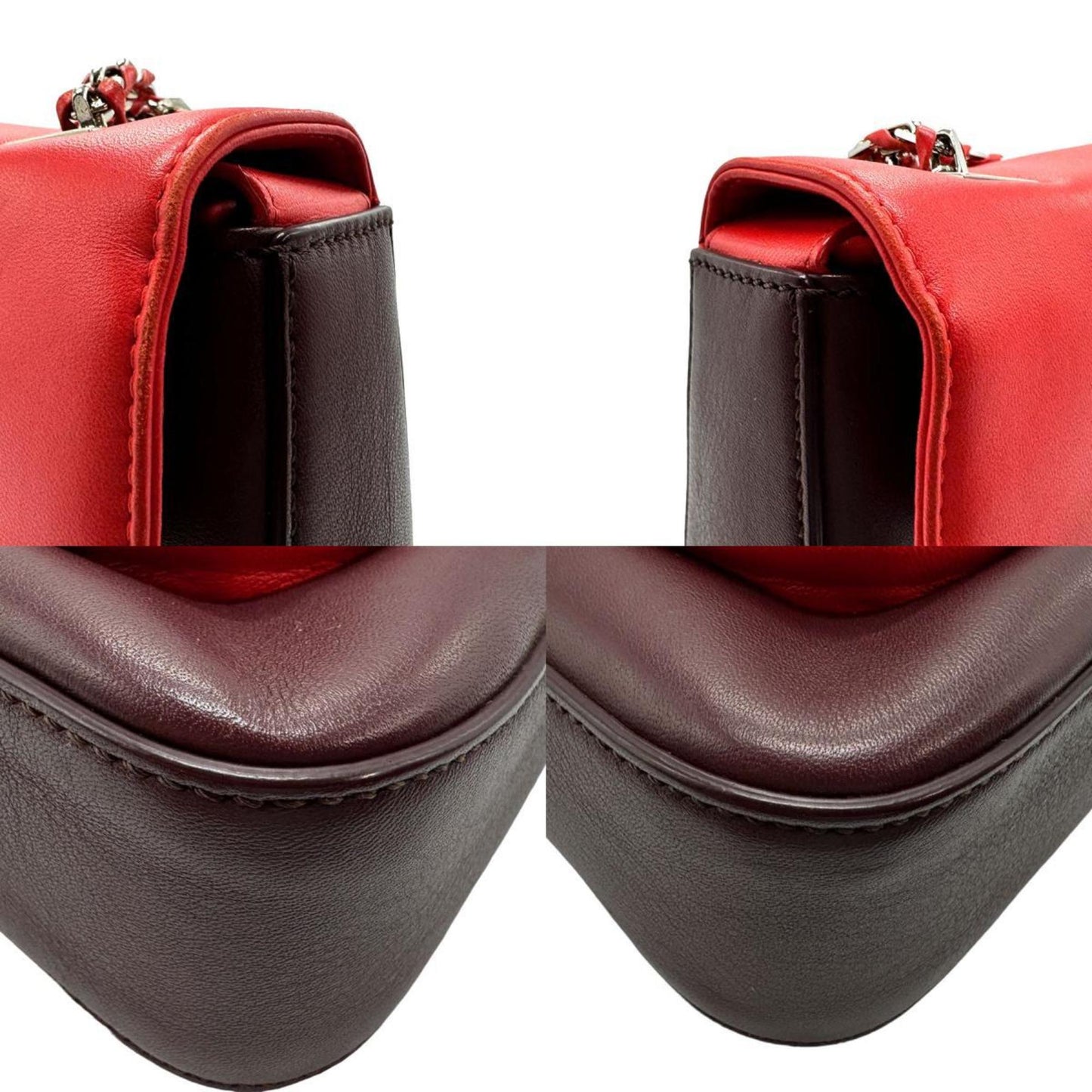 Fendi Baguette Red Leather Shoulder Bag