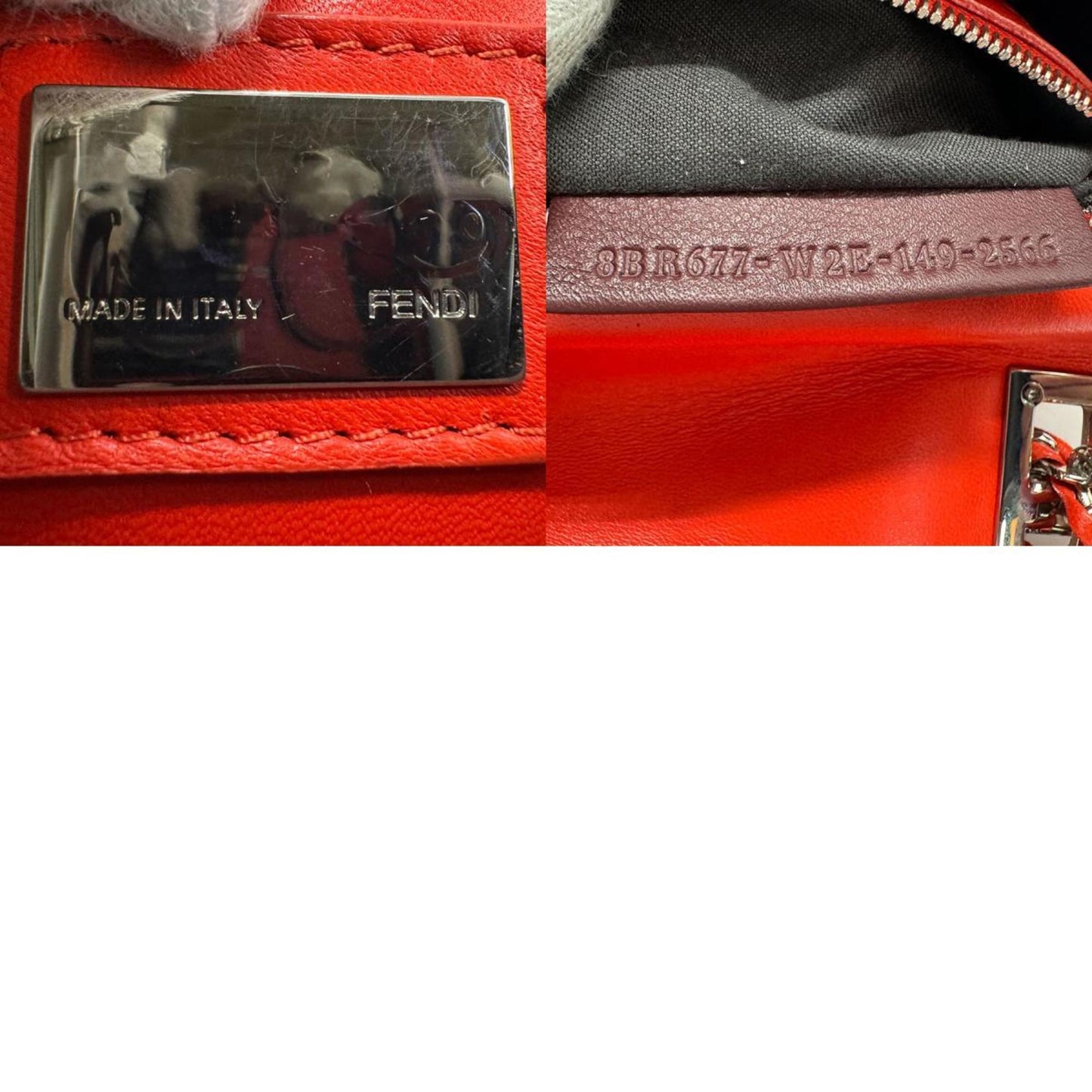 Fendi Baguette Red Leather Shoulder Bag