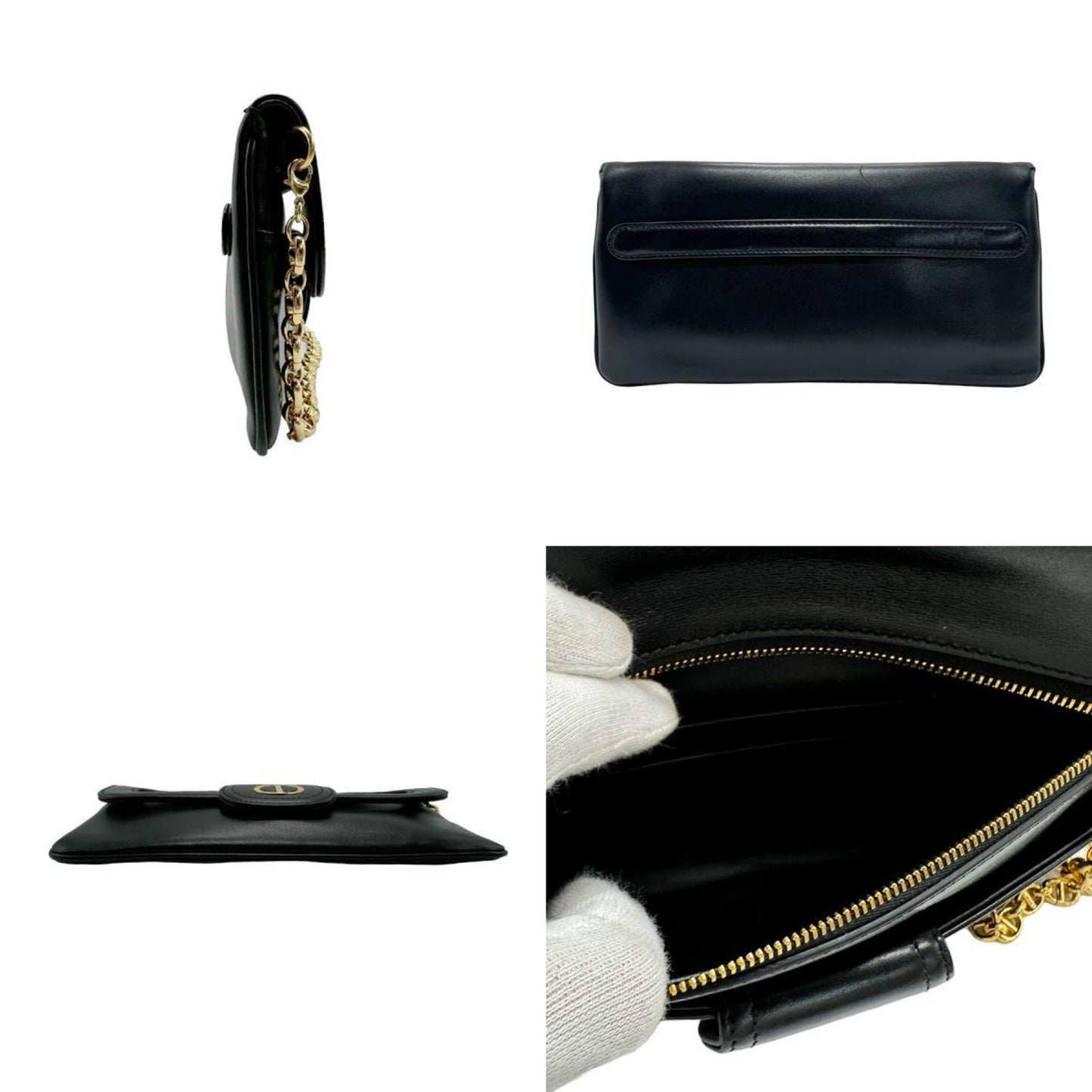 Dior 30 Montaigne Black Leather Clutch Bag