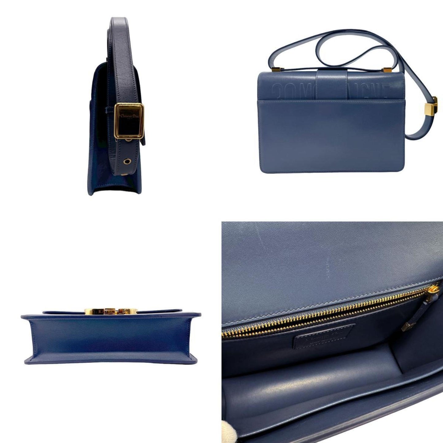 Dior 30 Montaigne Blue Leather Shoulder Bag