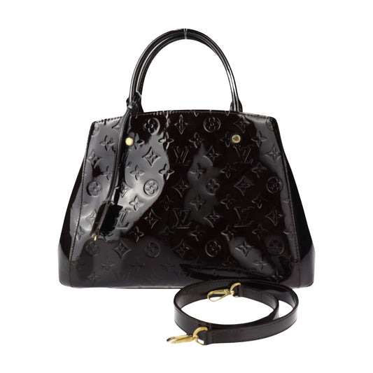 Louis Vuitton Montaigne Black Patent Leather Shoulder Bag