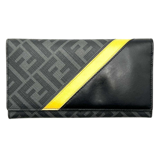 Fendi Continental Black Leather Wallet Accessories