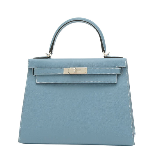 Hermès Kelly 28 Blue Leather Hand Bag