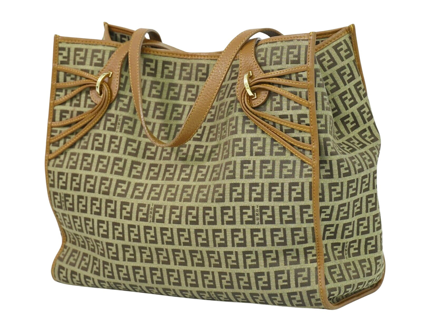 Fendi Zucchino Brown Canvas Tote Bag