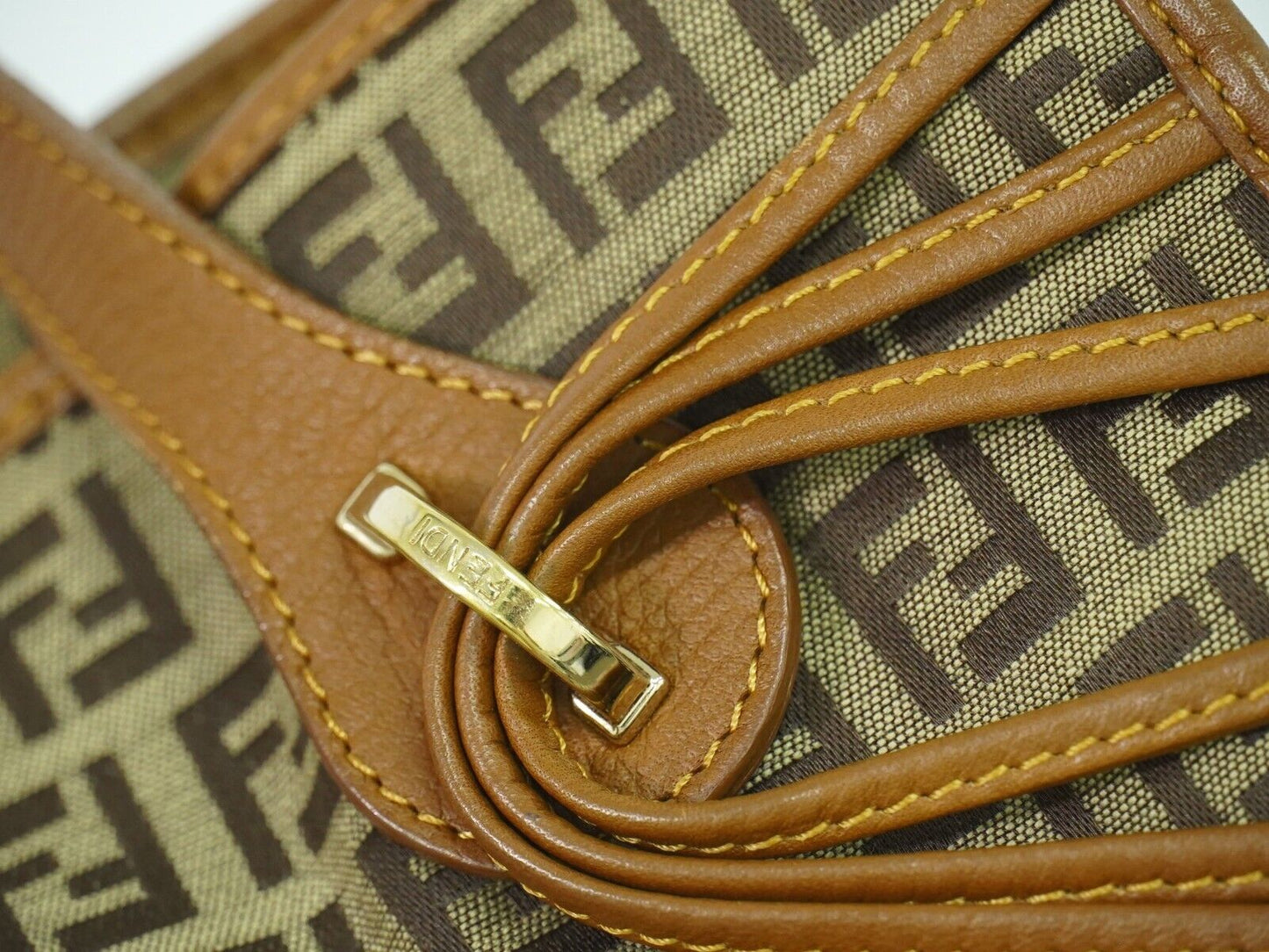 Fendi Zucchino Brown Canvas Tote Bag