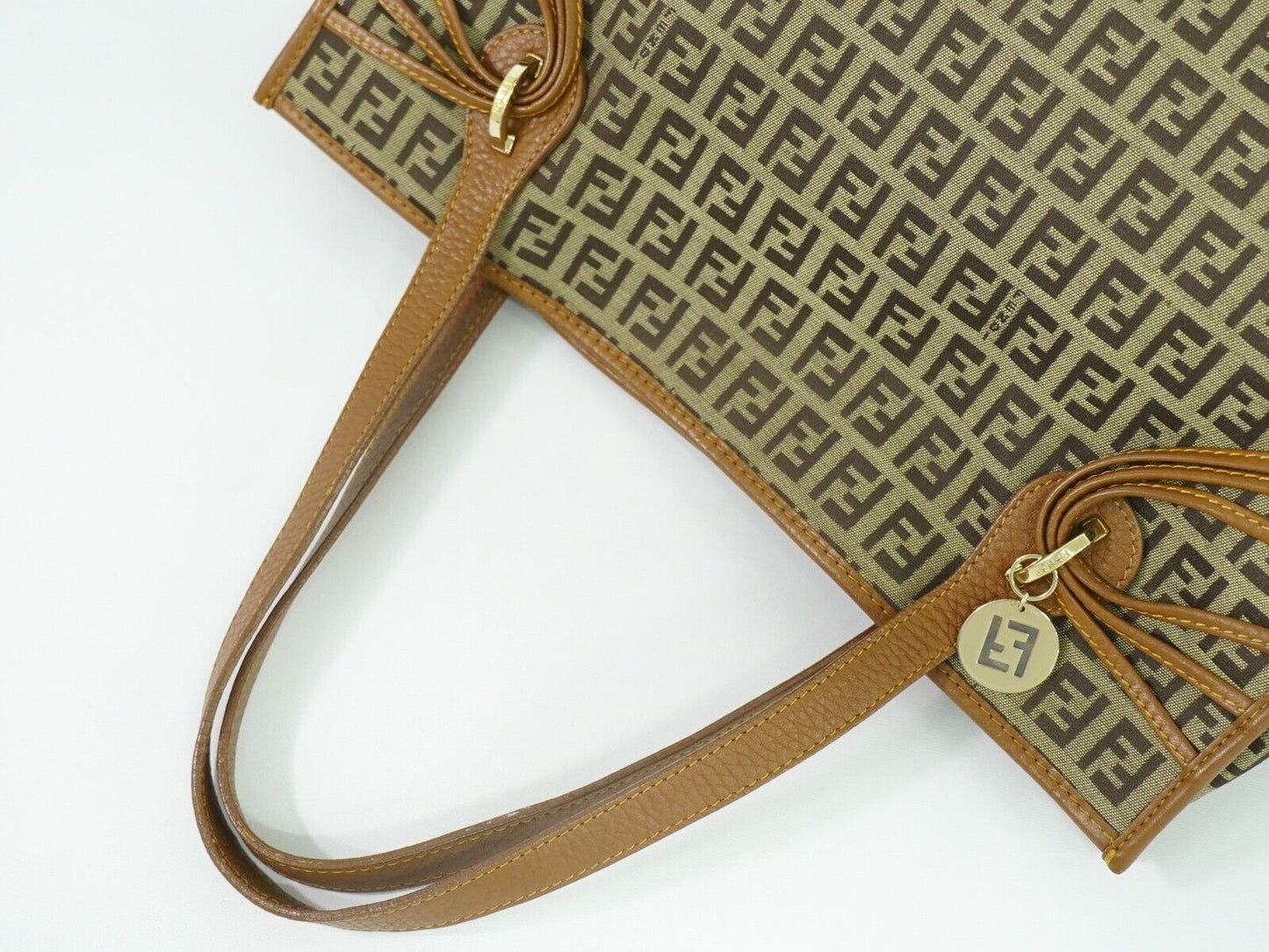 Fendi Zucchino Brown Canvas Tote Bag