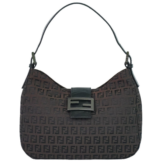 Fendi Zucchino Brown Canvas Shoulder Bag