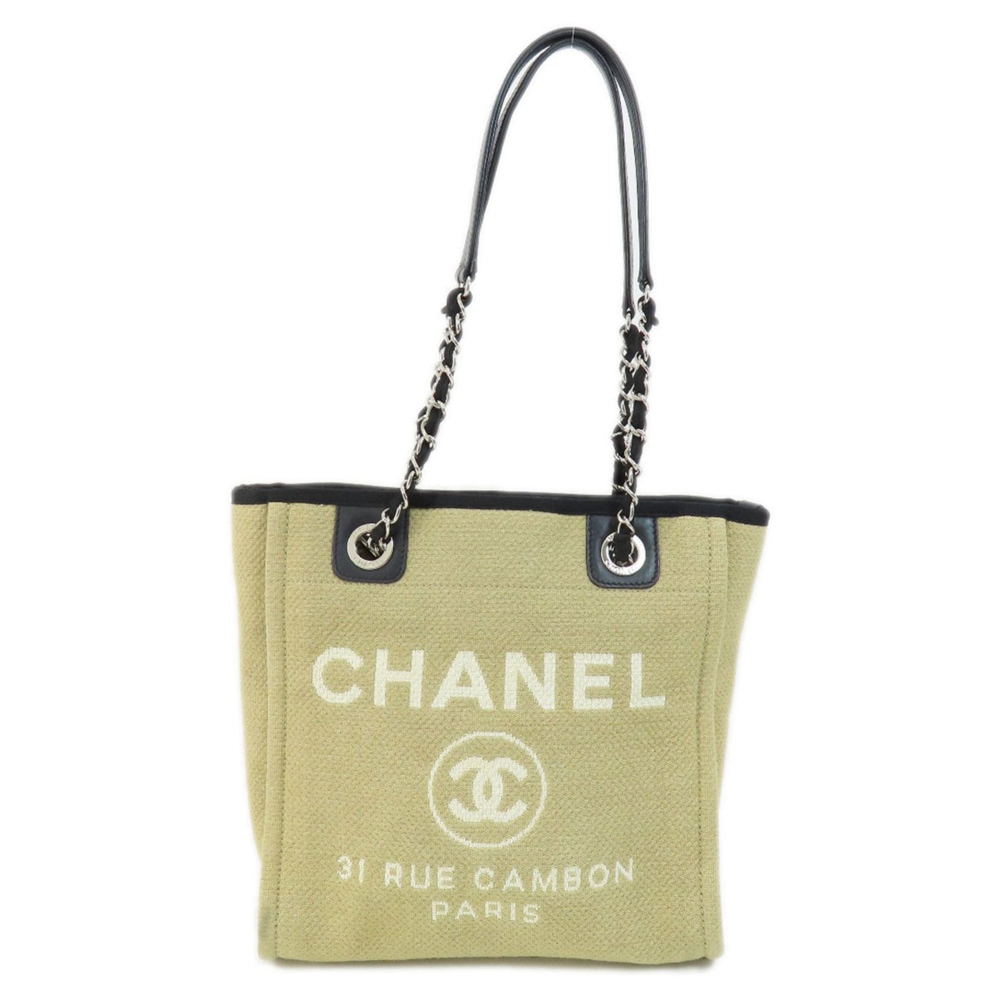 Chanel Deauville Beige Canvas Tote Bag