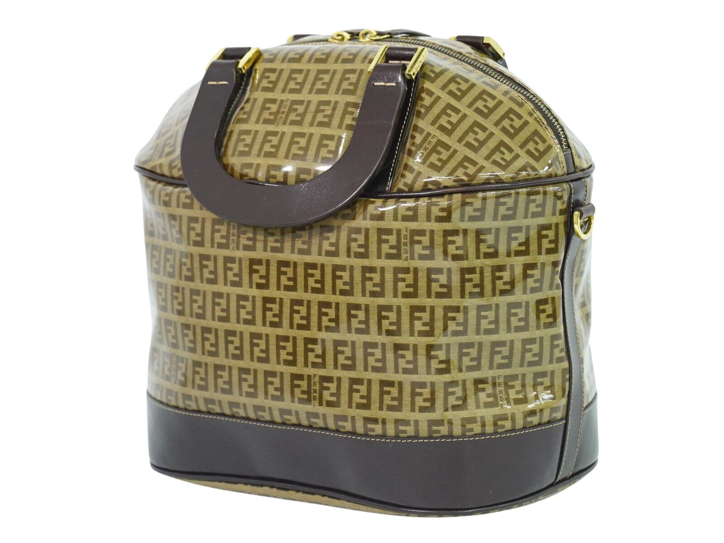 Fendi Zucchino Brown Canvas Hand Bag