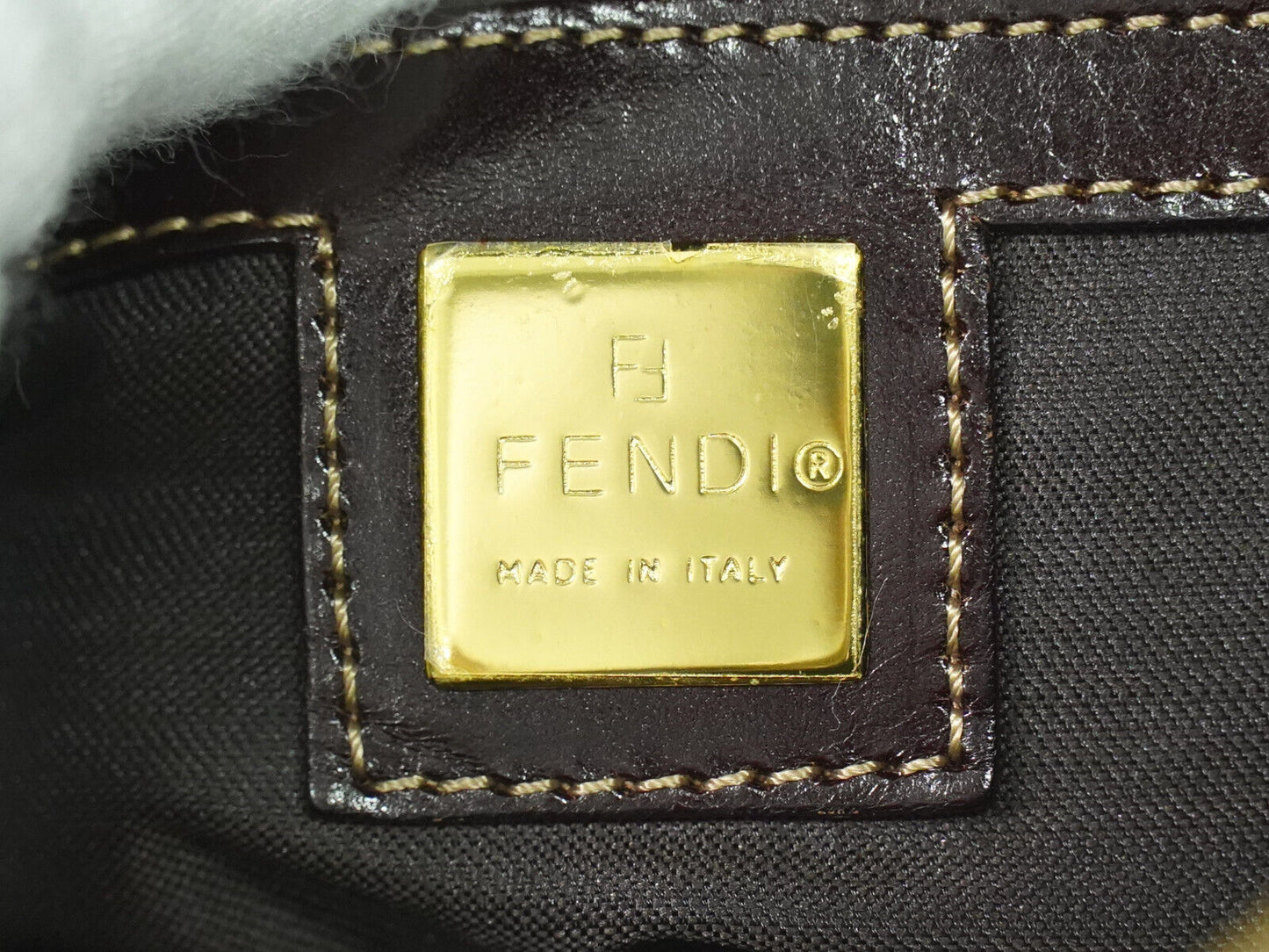 Fendi Zucchino Brown Canvas Hand Bag