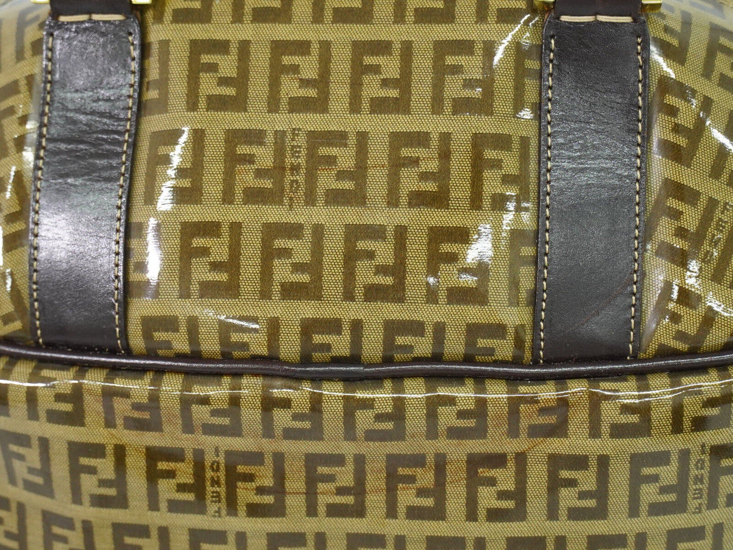 Fendi Zucchino Brown Canvas Hand Bag