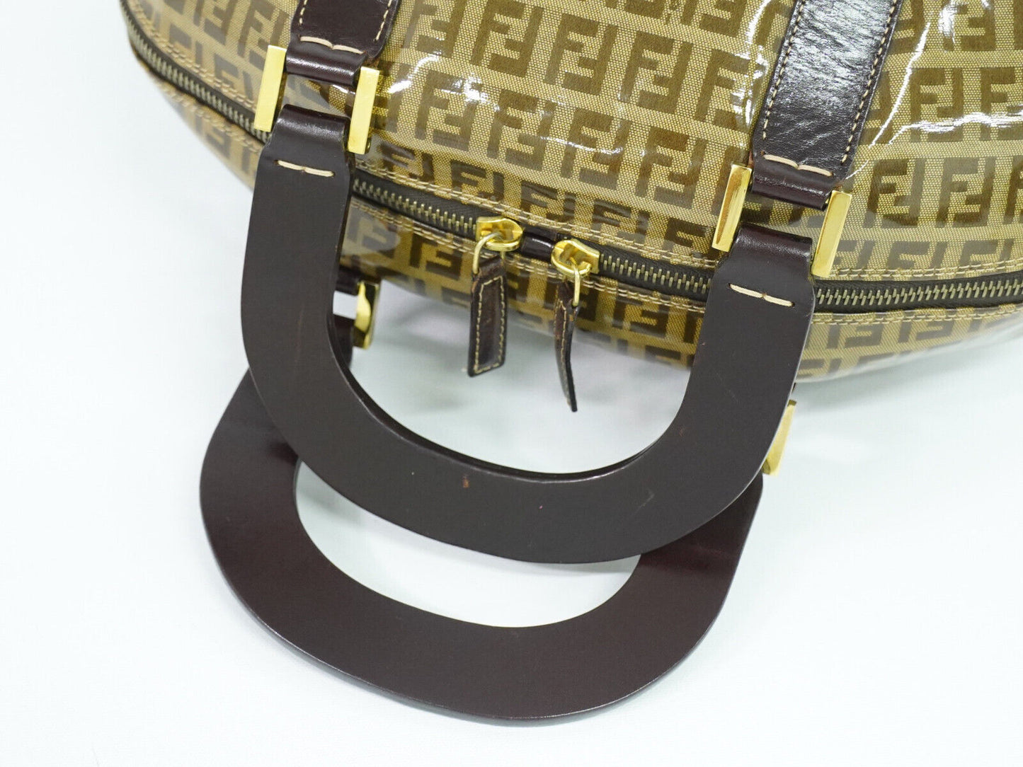 Fendi Zucchino Brown Canvas Hand Bag