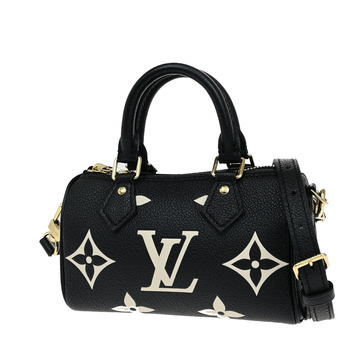 Louis Vuitton Nano Speedy Black Leather Hand Bag