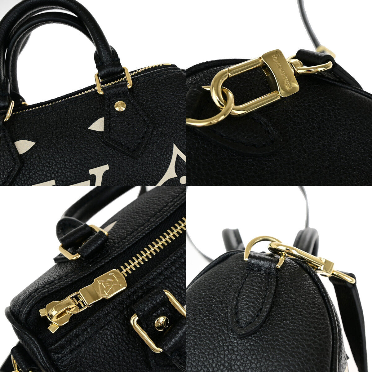 Louis Vuitton Nano Speedy Black Leather Hand Bag