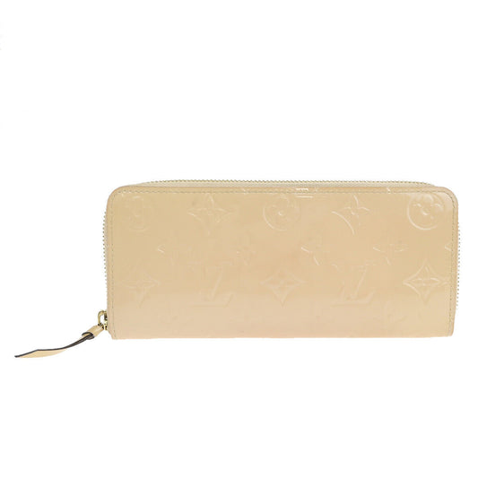 Louis Vuitton Portefeuille Clémence Beige Patent Leather Wallet Accessories