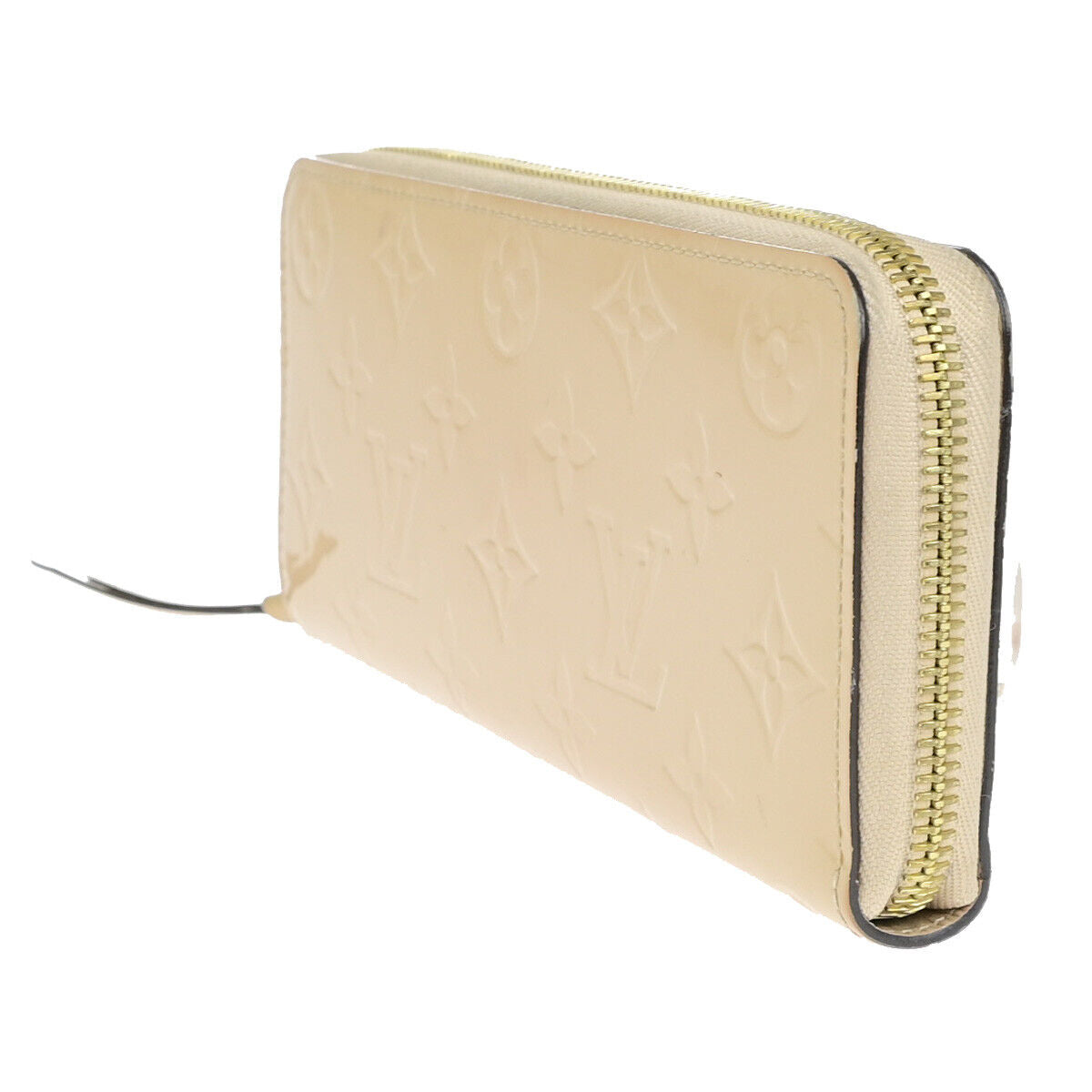 Louis Vuitton Portefeuille Clémence Beige Patent Leather Wallet Accessories